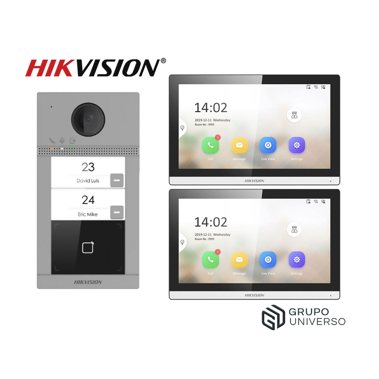 FRENTE DE VIDEOPORTERO HIKVISION DS-KV8213 CÁMARA 2MP 2 PANTALLAS 2 BOTÓN LLAMADA - 1