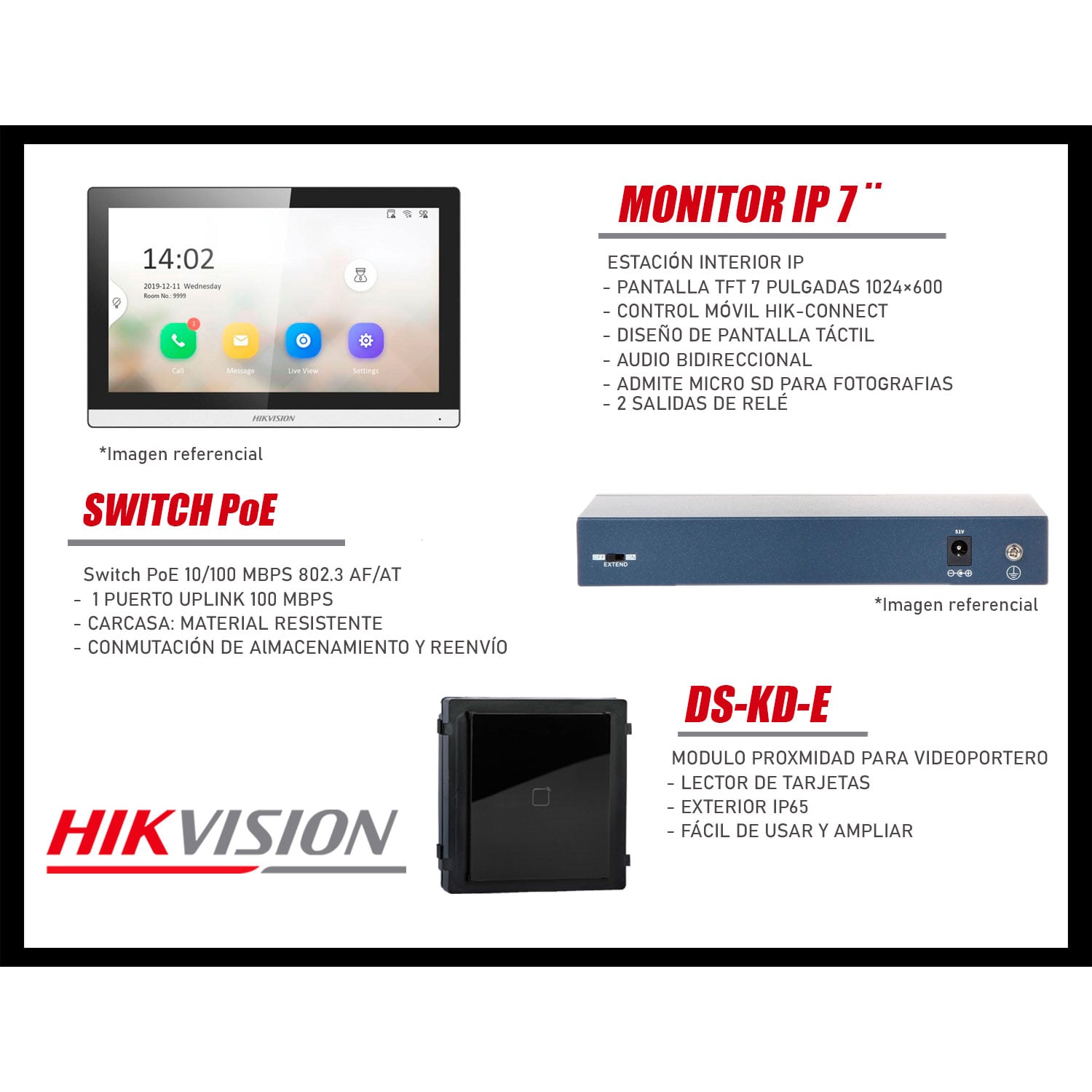 FRENTE DE VIDEOPORTERO HIKVISION DS-KD8003 CÁMARA 2MP 7 PANTALLAS LECTOR BOTÓN LLAMADA - 5