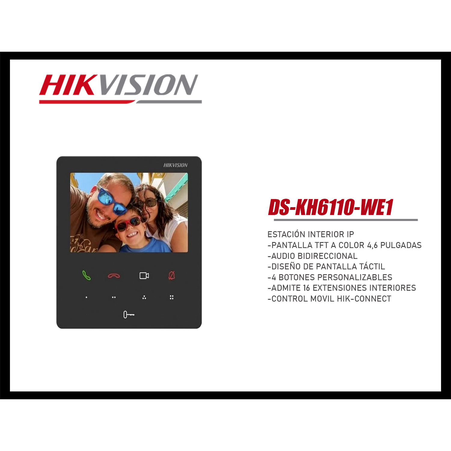 KIT VIDEOPORTERO IP HIKVISION DS-KIS602 CÁMARA 2MP 2 MONITORES 4.3' APP LLAMADA - 5