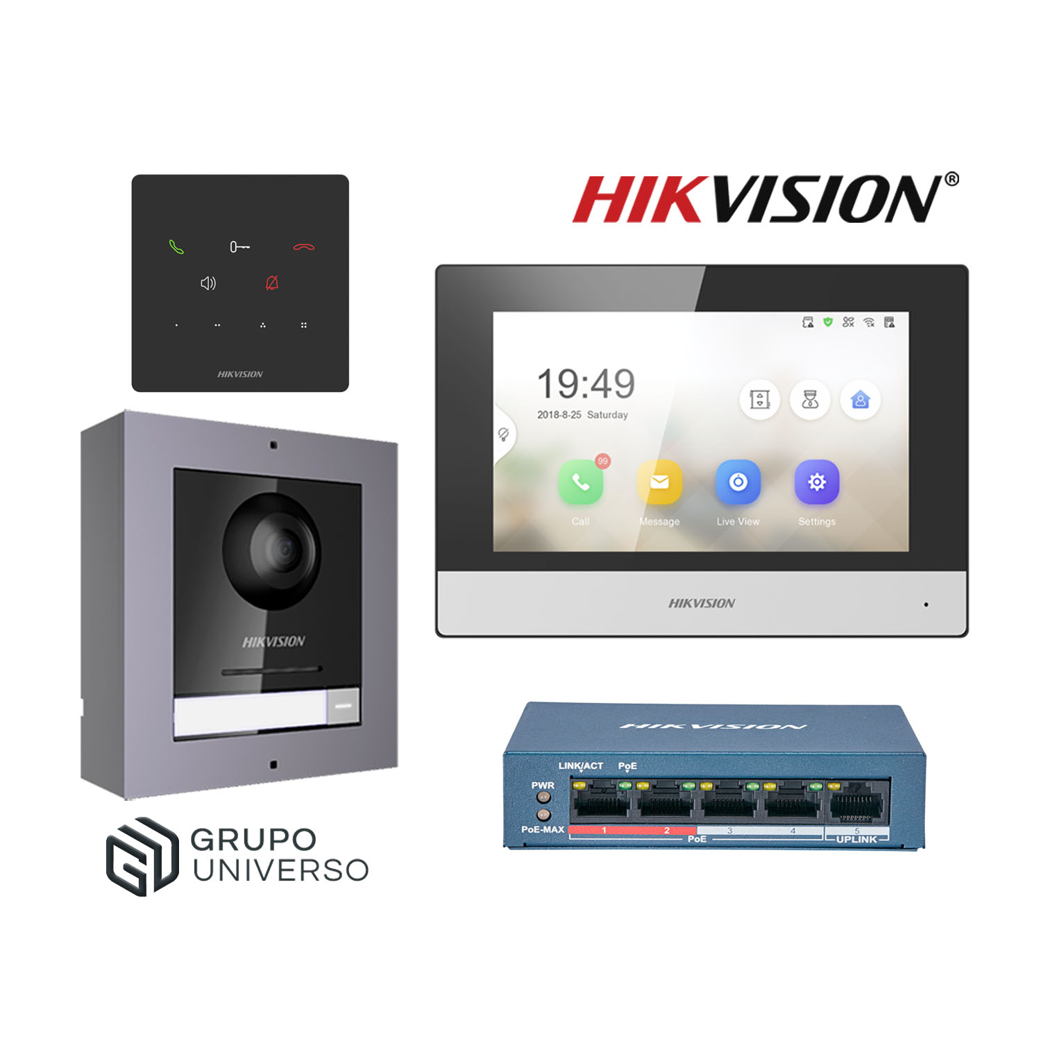 KIT VIDEOPORTERO IP HIKVISION DS-KIS602 CÁMARA 2MP 1 ANEXO APP LLAMADA - 1