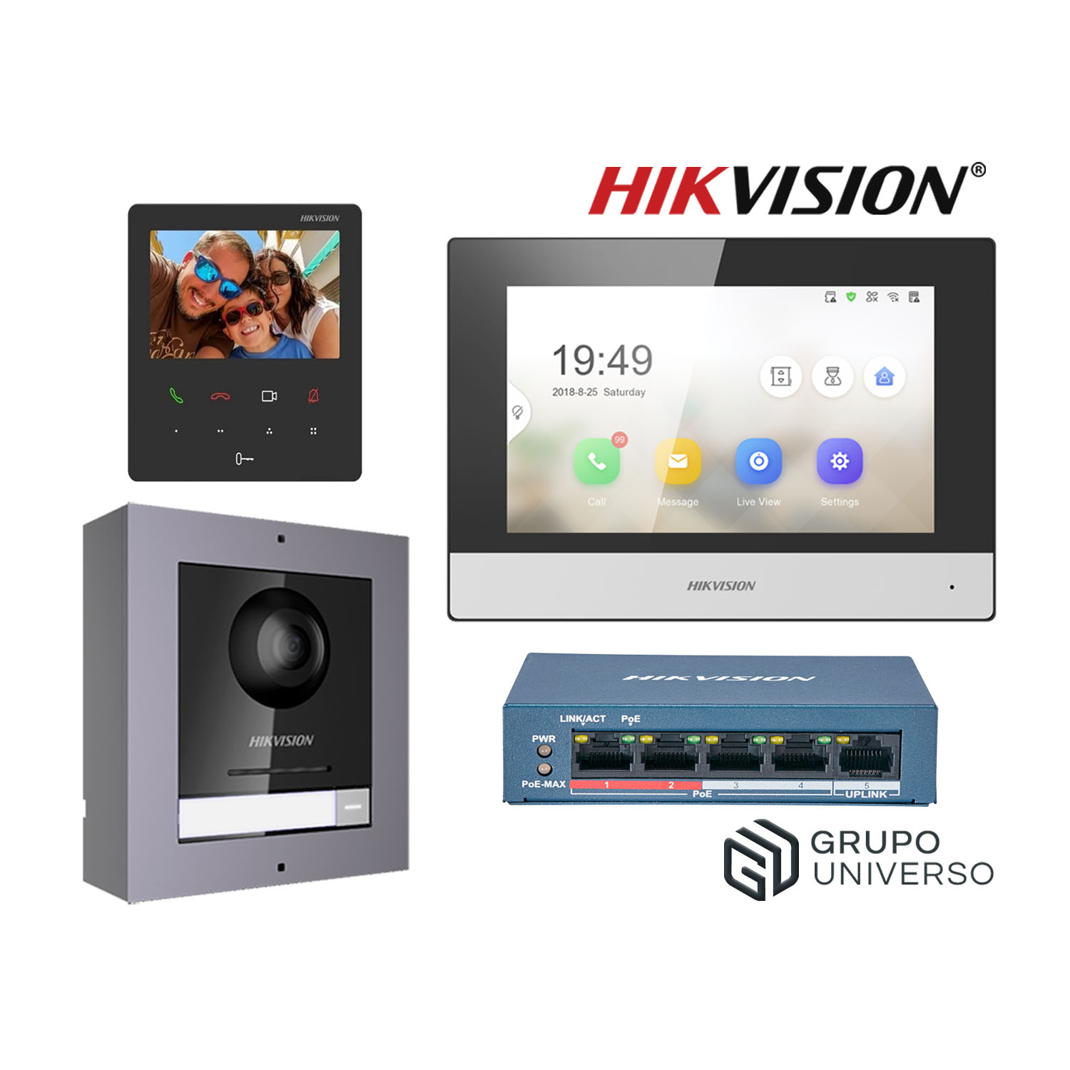 KIT VIDEOPORTERO IP HIKVISION DS-KIS602 CÁMARA 2MP 1 MONITOR 4.3' APP LLAMADA - 1