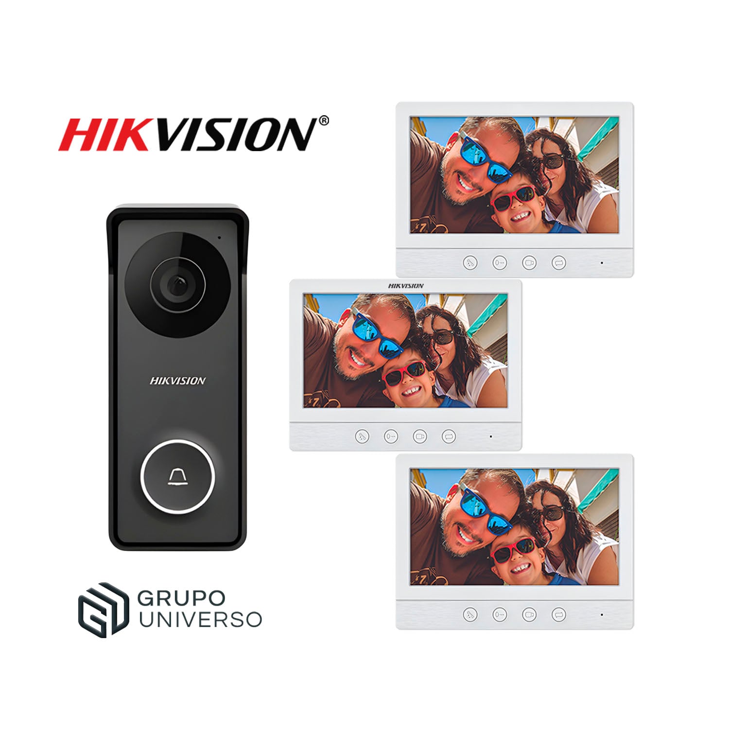 KIT VIDEOPORTERO ANALÓGICO HIKVISION DS-KIS213 2 MONITORES HD 7 PULGADAS IP65 - 1