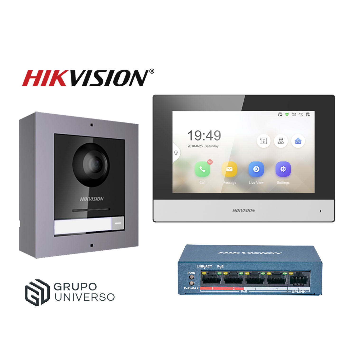 KIT VIDEOPORTERO IP HIKVISION DS-KIS602 CÁMARA 2MP PANTALLA TÁCTIL APP LLAMADA - 1