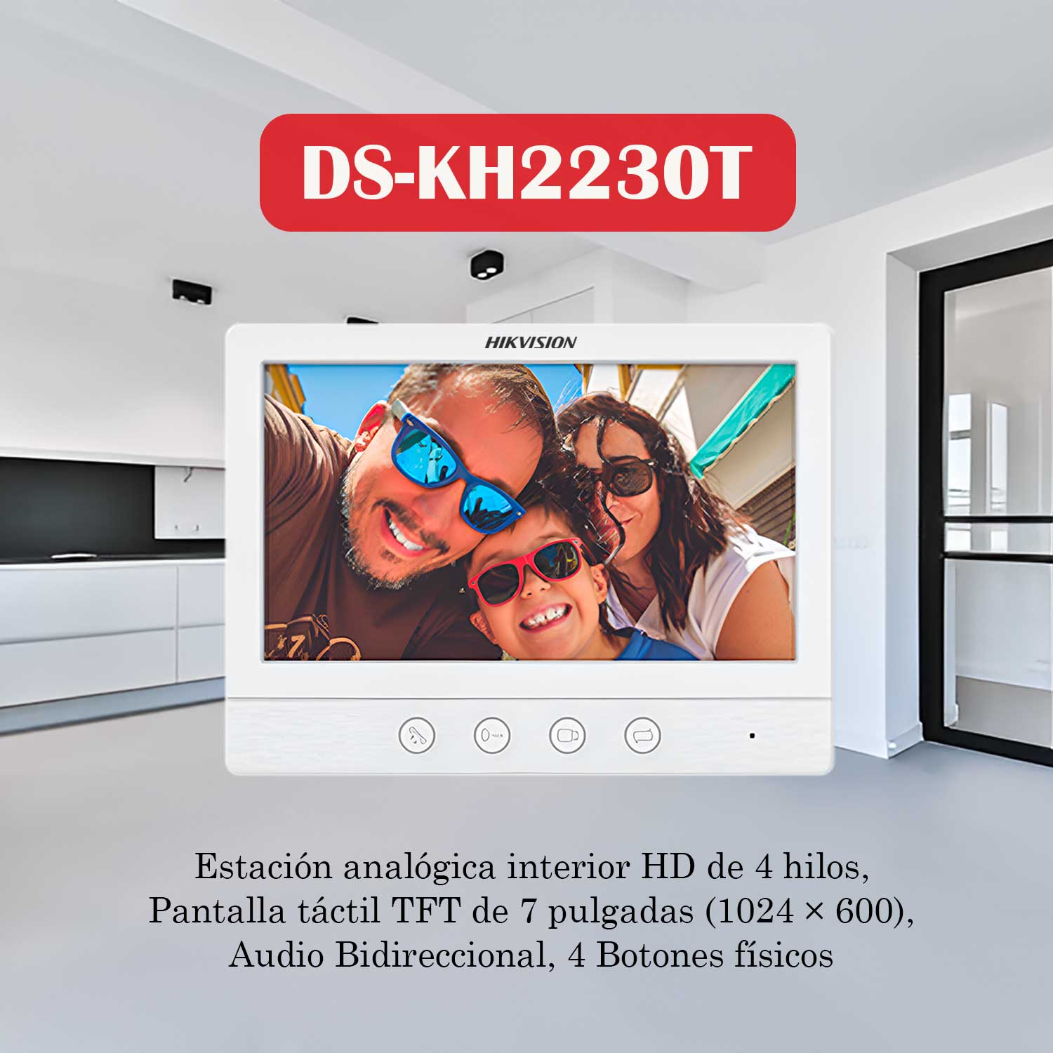 MONITOR PARA VIDEOPORTERO HIKVISION DS-KH2230T HD 7 PULGADAS BOTÓN FÍSICO - 3