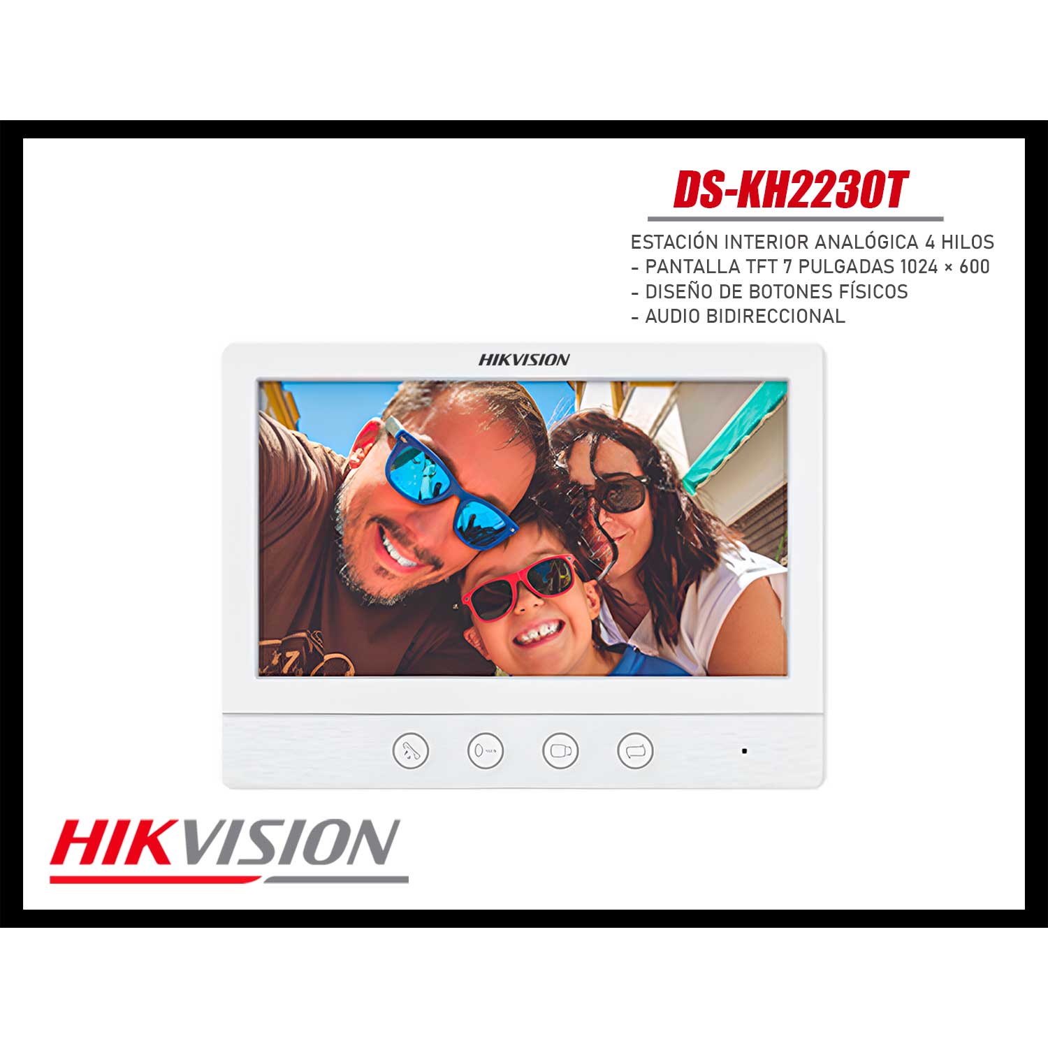 MONITOR PARA VIDEOPORTERO HIKVISION DS-KH2230T HD 7 PULGADAS BOTÓN FÍSICO - 4