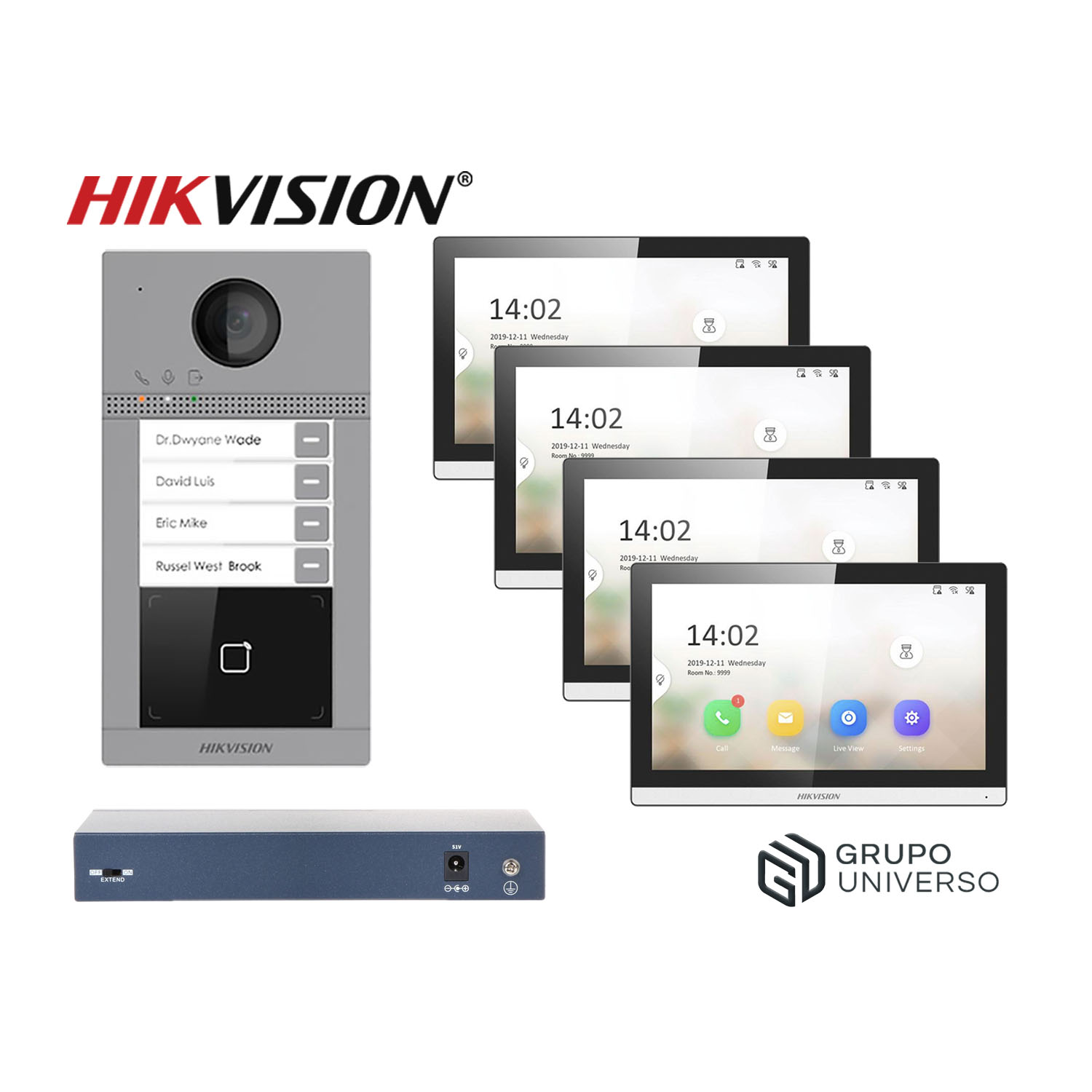 FRENTE DE VIDEOPORTERO HIKVISION DS-KV8413 CÁMARA 2MP 4 PANTALLAS 4 BOTÓN LLAMADA - 1
