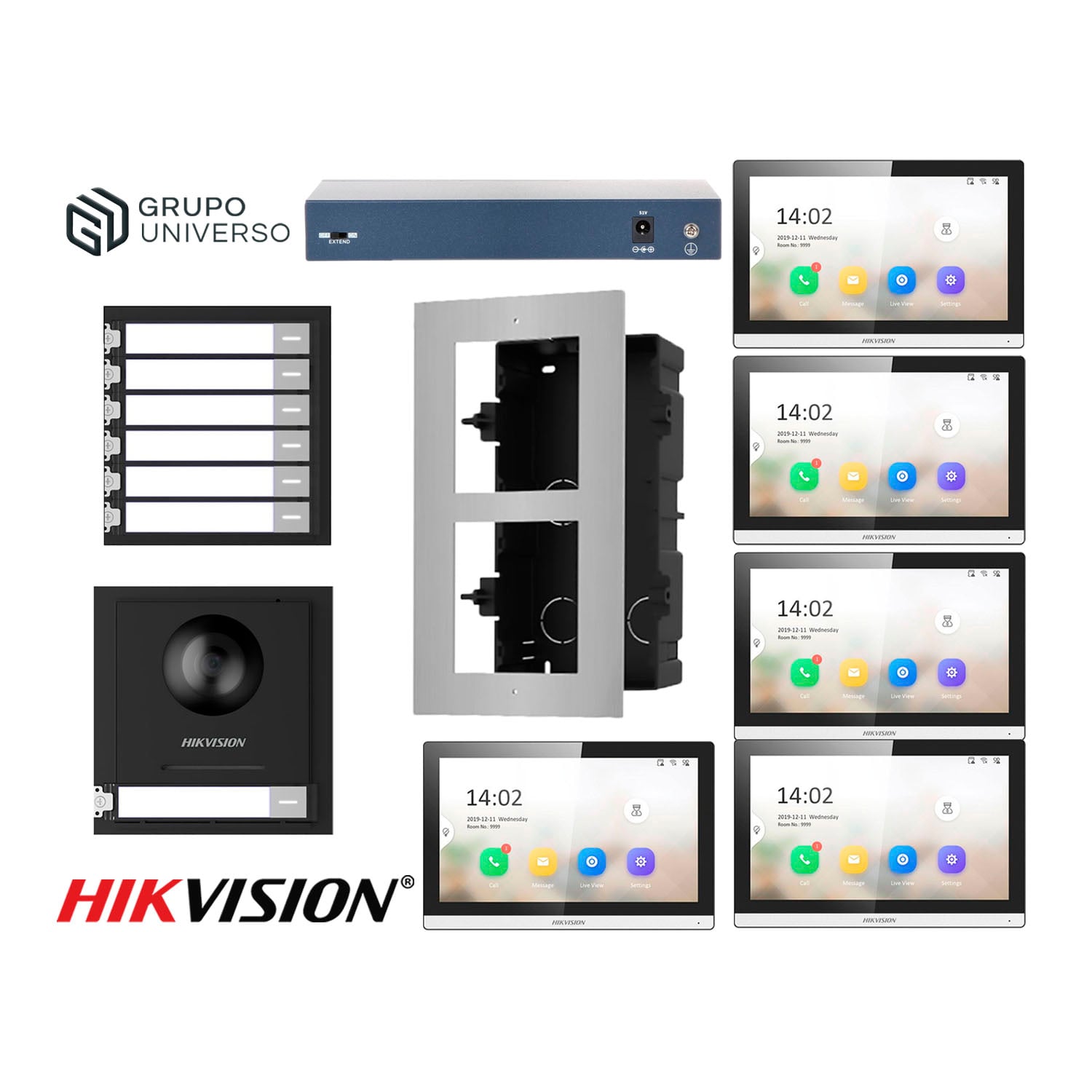 FRENTE DE VIDEOPORTERO HIKVISION DS-KD8003 CÁMARA OJO PEZ 2MP 5 PANTALLAS BOTÓN LLAMADA - 1