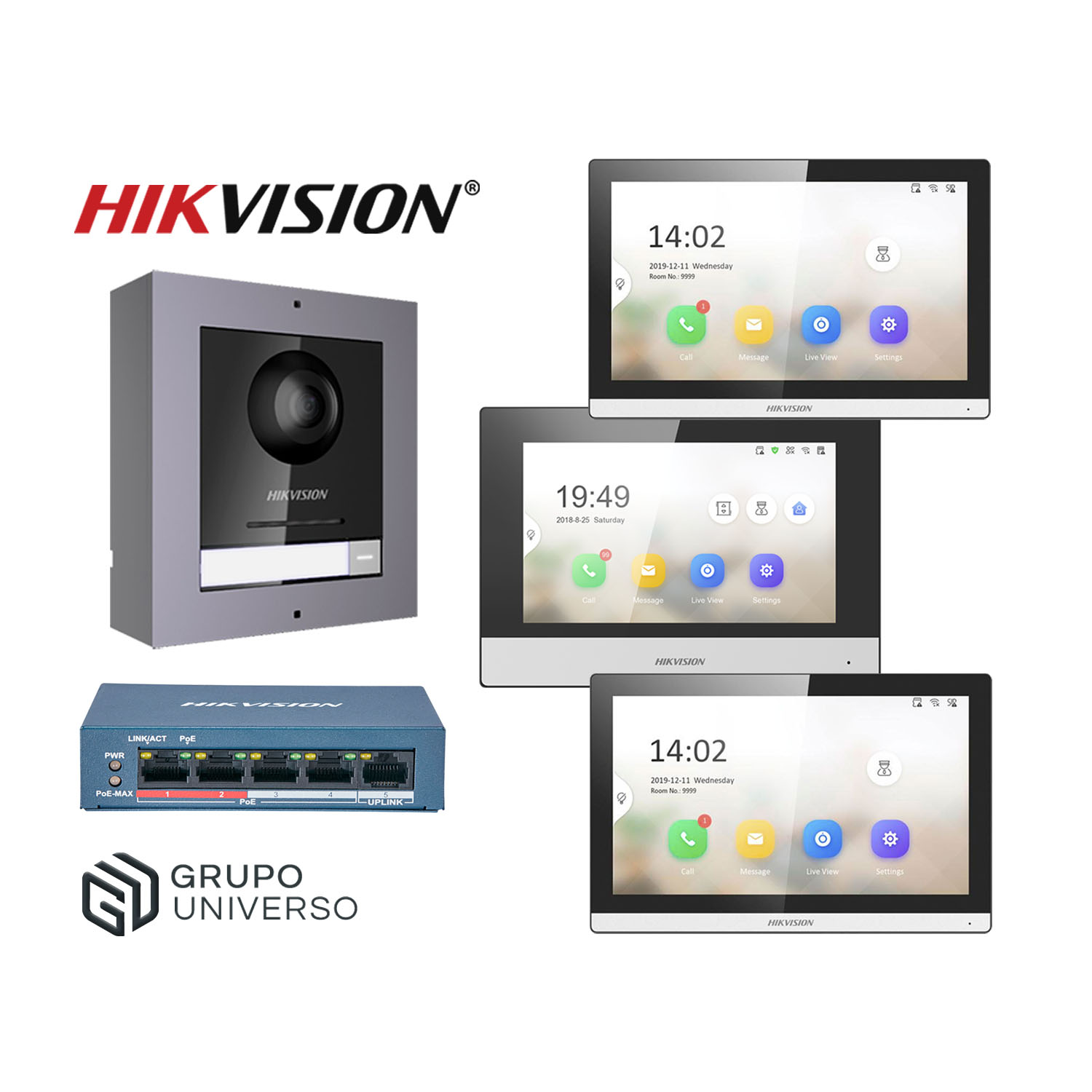 KIT VIDEOPORTERO IP HIKVISION DS-KIS602 CÁMARA 2MP 2 MONITORES APP LLAMADA - 1