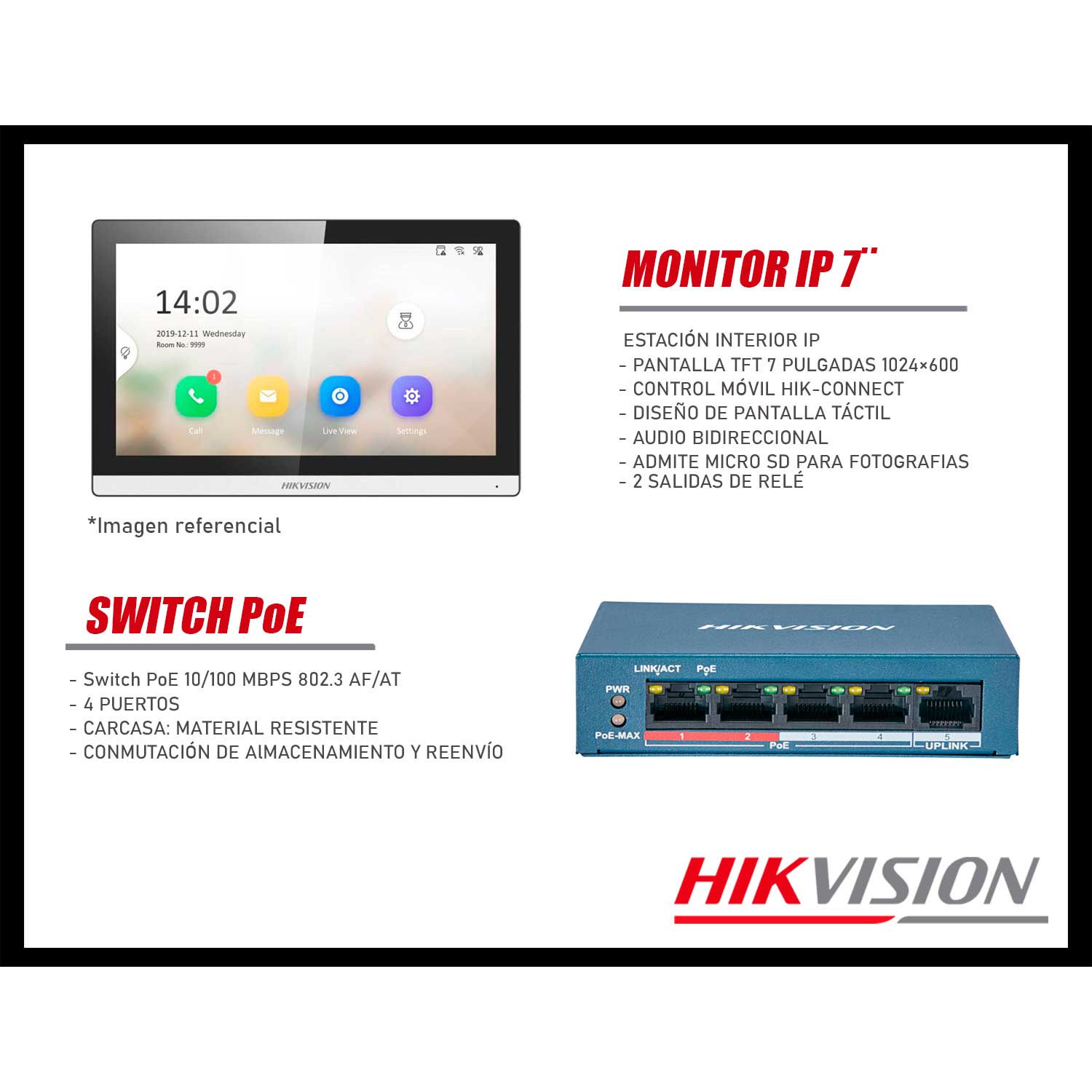 KIT VIDEOPORTERO IP HIKVISION DS-KIS602 CÁMARA 2MP 2 MONITORES APP LLAMADA - 5