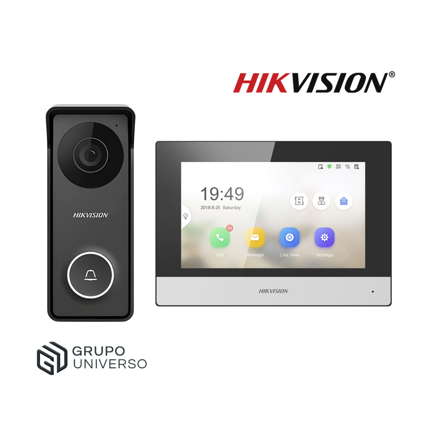 KIT VIDEOPORTERO HÍBRIDO HIKVISION DS-KIS313-P PANTALLA TÁCTIL HD CONTROL APP - 1