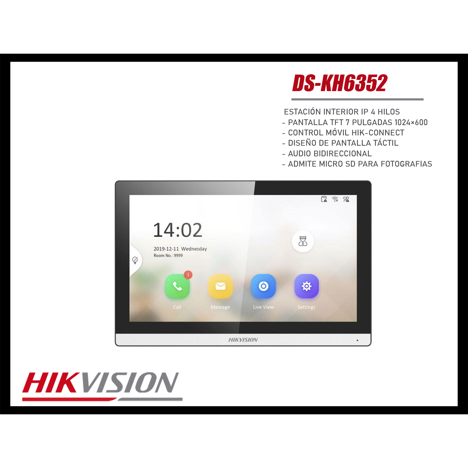 KIT VIDEOPORTERO HÍBRIDO HIKVISION DS-KIS313-P PANTALLA TÁCTIL HD CONTROL APP - 5