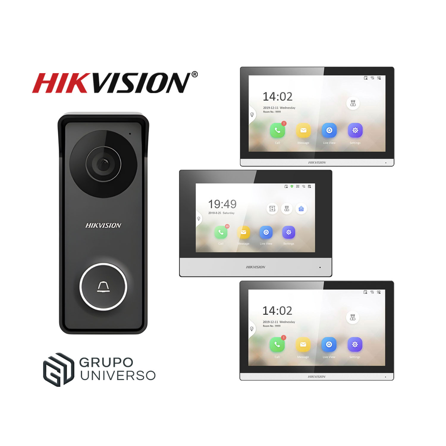 KIT VIDEOPORTERO HÍBRIDO HIKVISION DS-KIS313-P 2 PANTALLAS TÁCTIL HD CONTROL APP - 1