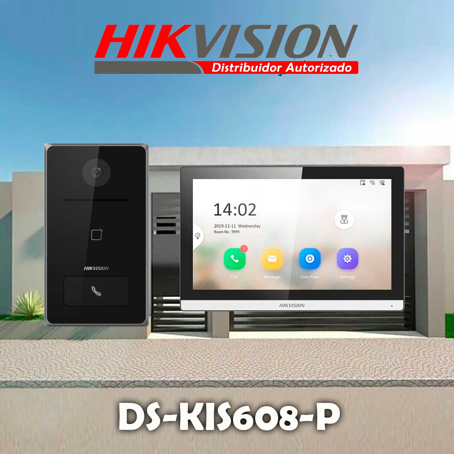 KIT VIDEOPORTERO IP HIKVISION DS-KIS608-P CÁMARA 2MP VISIÓN NOCHE LECTOR TARJETA - 2