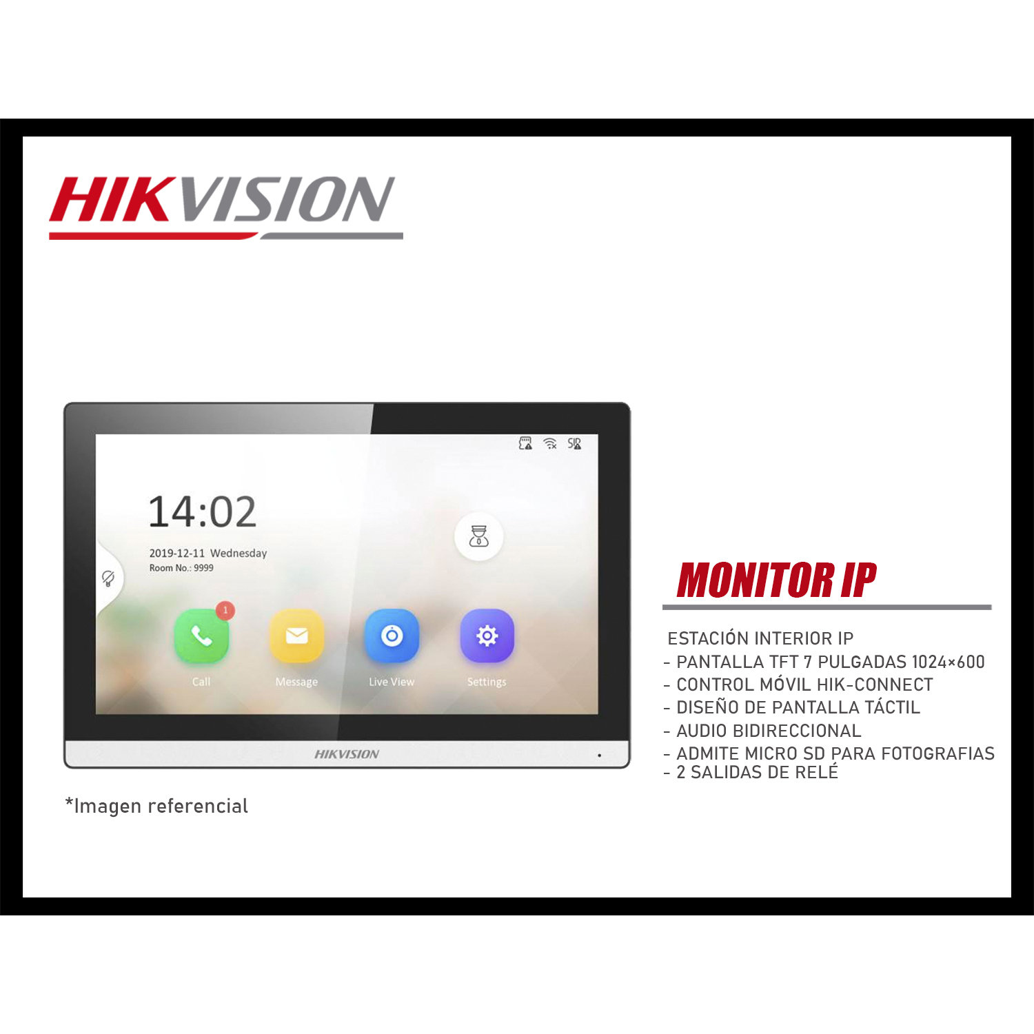 KIT VIDEOPORTERO IP HIKVISION DS-KIS608-P CÁMARA 2MP VISIÓN NOCHE LECTOR TARJETA - 5