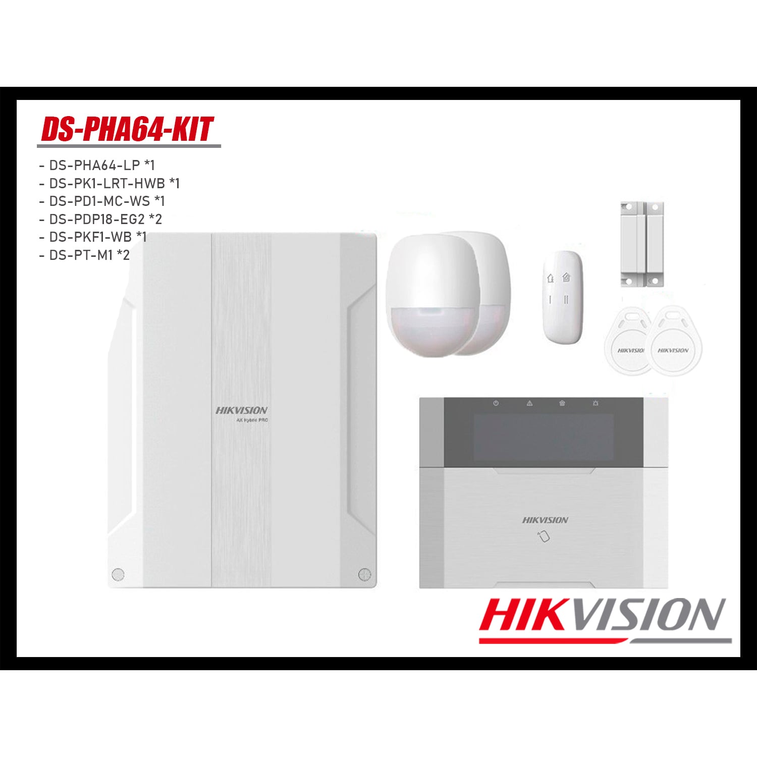 KIT ANTIRROBO HIKVISION AX HIBRIDO DS-PHA64-KIT 64 ZONAS DETECTOR PIR CONTACTO TECLADO TAG PANEL - 4