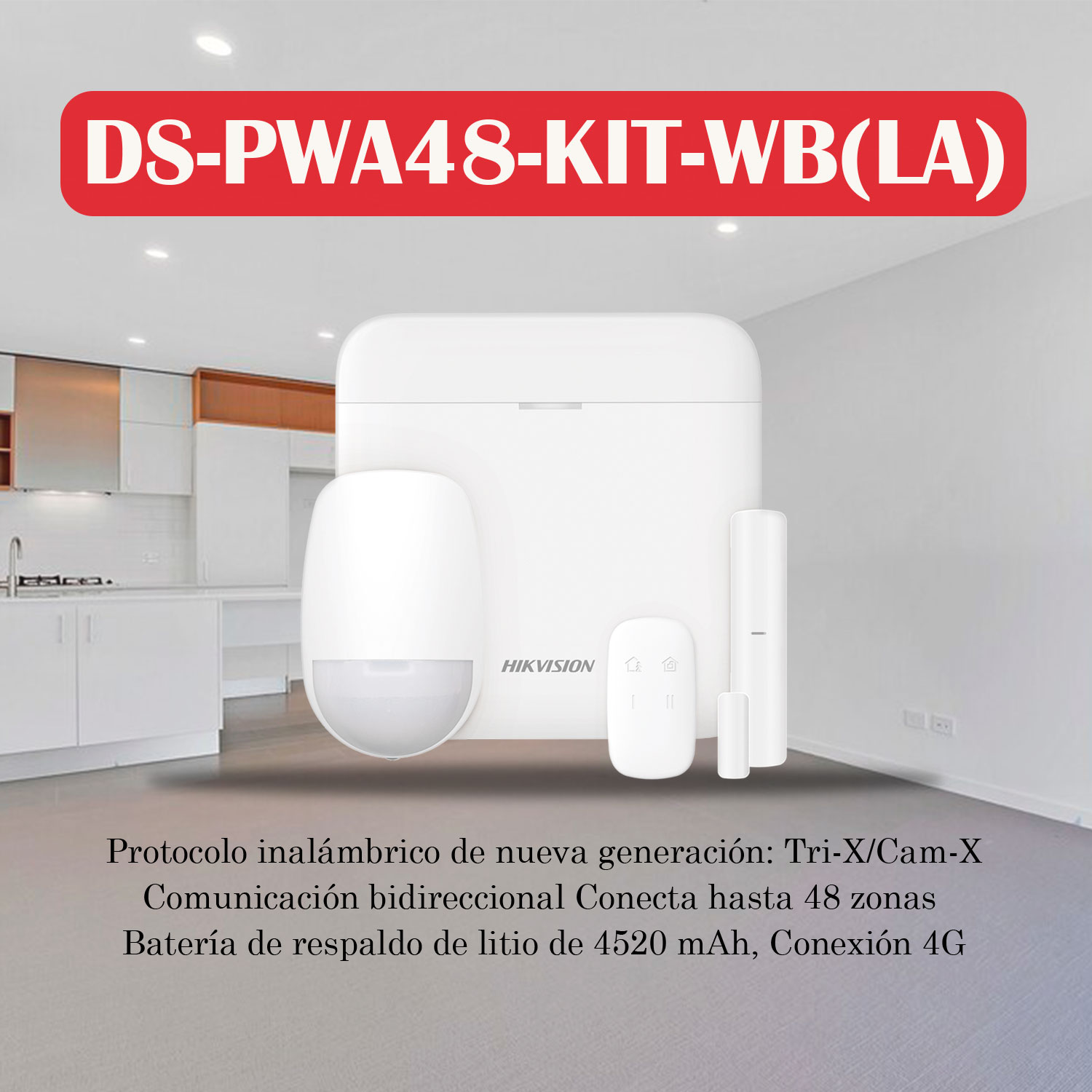 KIT ANTIRROBO HIKVISION AX PRO DS-PWA48-KIT-WB(LA) 4G 48 ZONAS DETECTOR PIR MAGNÉTICO CONTROL PANEL - 3