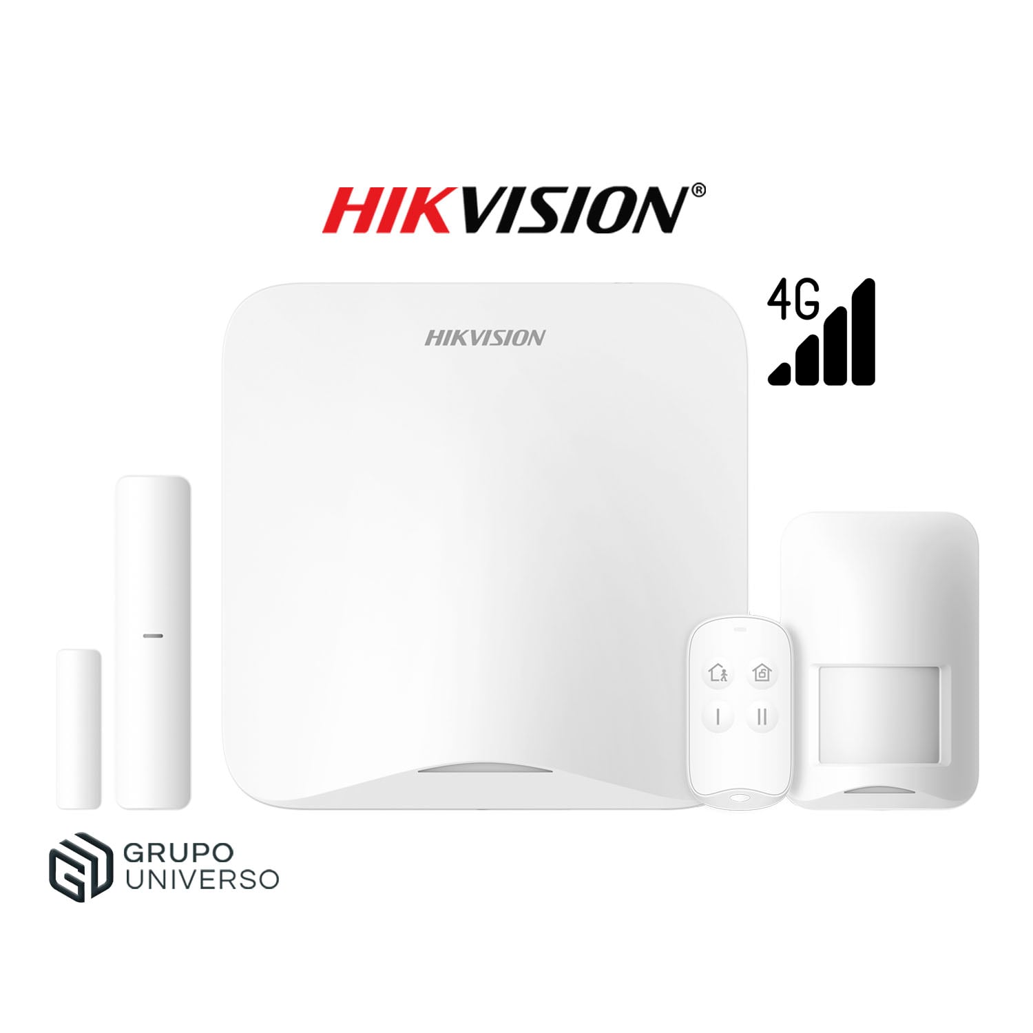 KIT ANTIRROBO HIKVISION AX HOME DS-PA201PS-KIT-16WB / A-LA 4G 16 ZONAS PANEL PIR CONTACTO CONTROL - 1