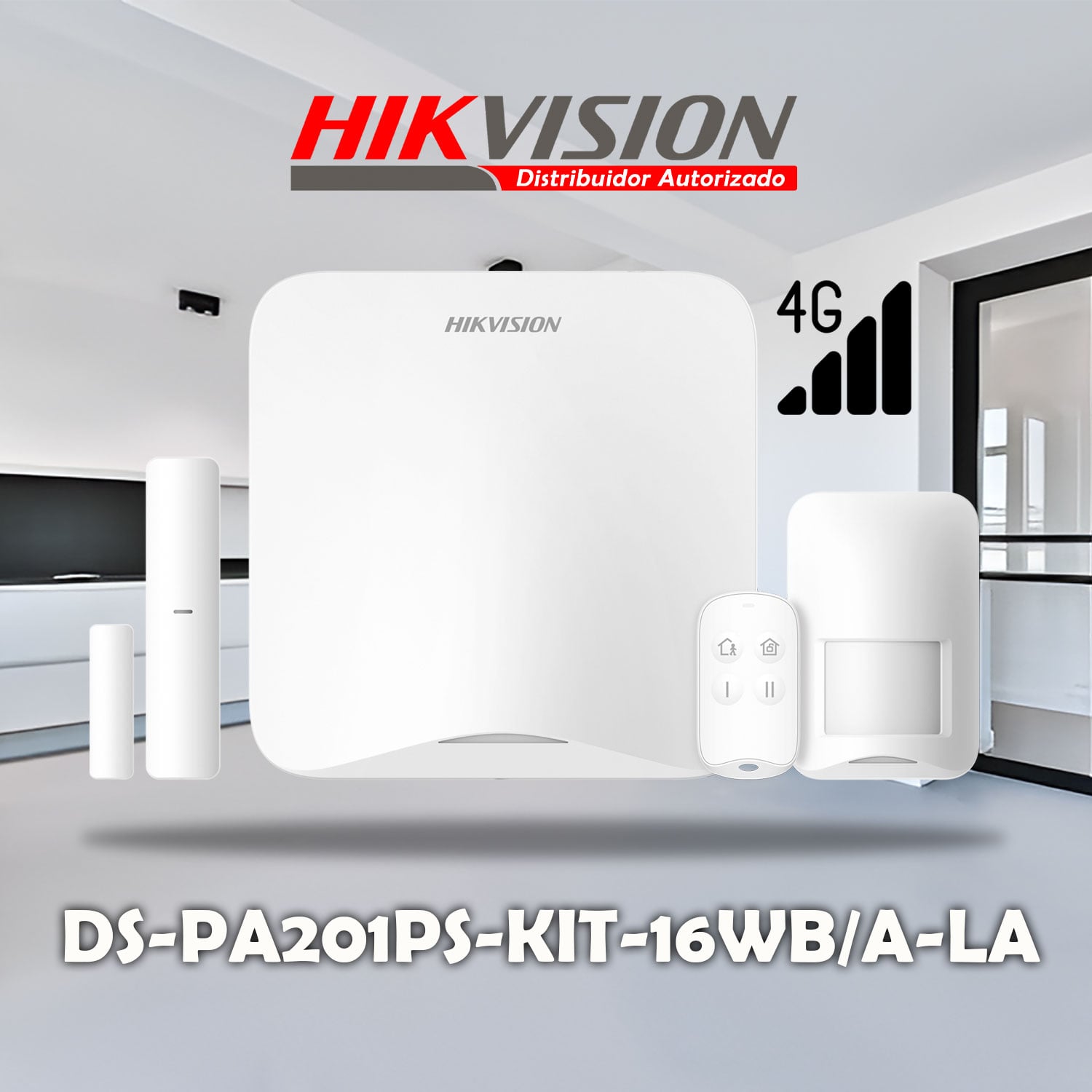 KIT ANTIRROBO HIKVISION AX HOME DS-PA201PS-KIT-16WB / A-LA 4G 16 ZONAS PANEL PIR CONTACTO CONTROL - 2