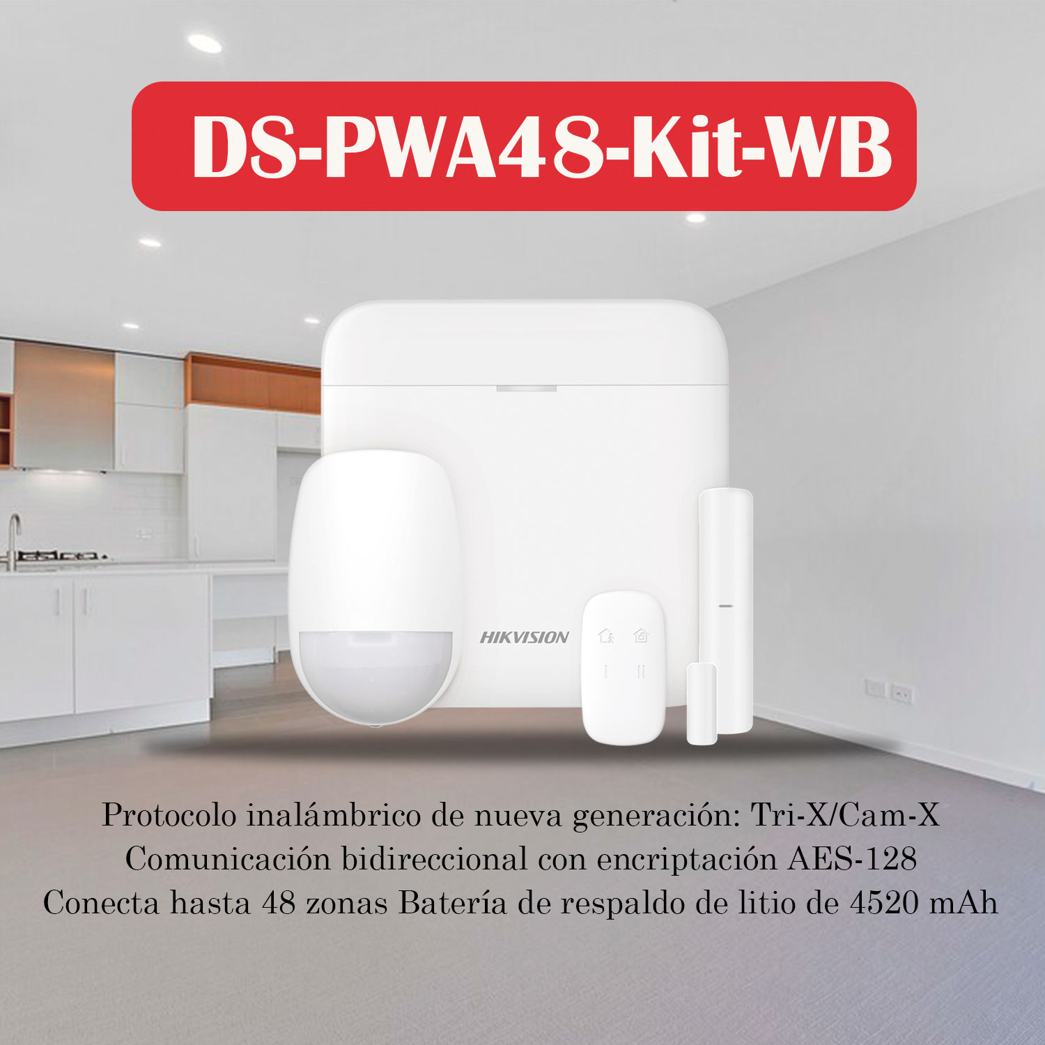 KIT ANTIRROBO HIKVISION AX PRO DS-PWA48-KIT-WB DETECTOR PIR MAGNÉTICO CONTROL PANEL CENTRAL - 3