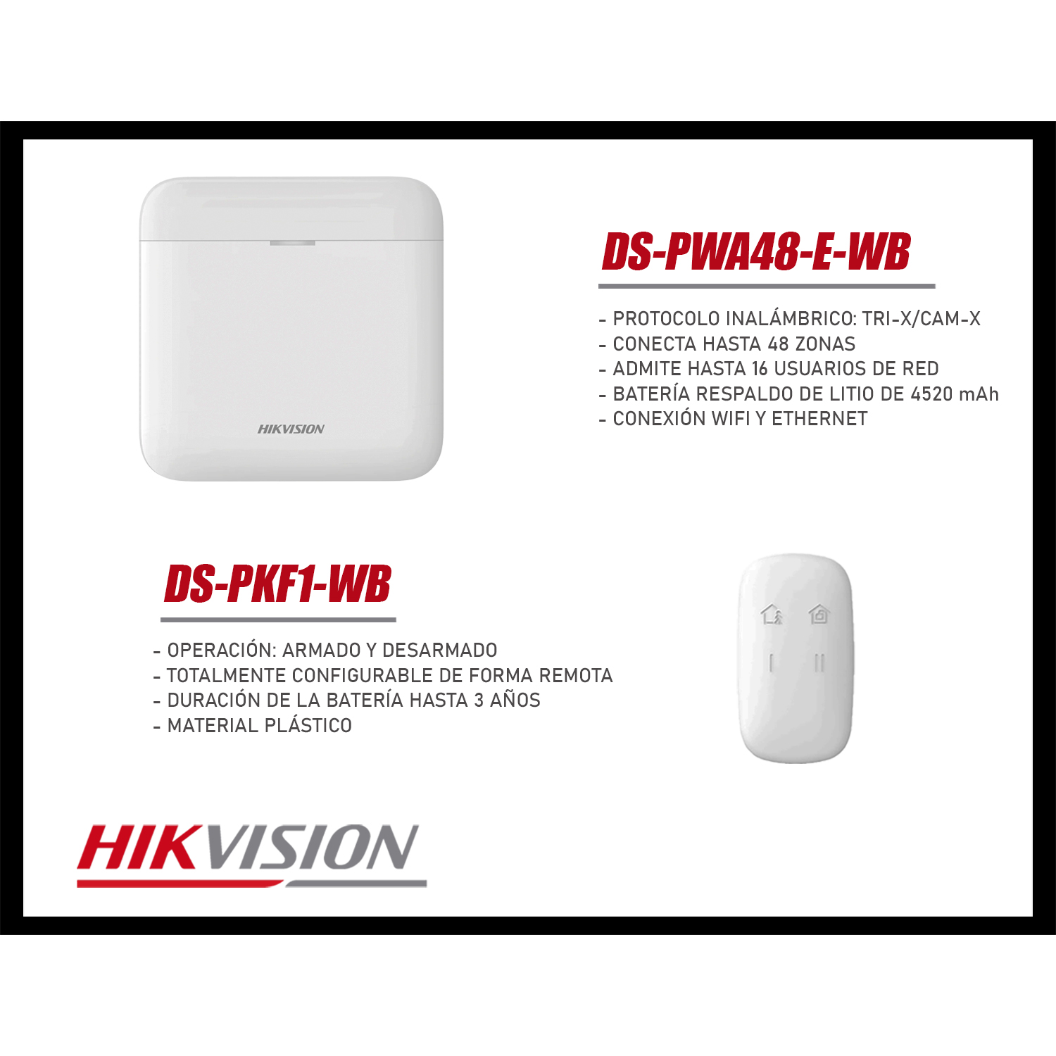 KIT ANTIRROBO HIKVISION AX PRO DS-PWA48-KIT-WB DETECTOR PIR MAGNÉTICO CONTROL PANEL CENTRAL - 4
