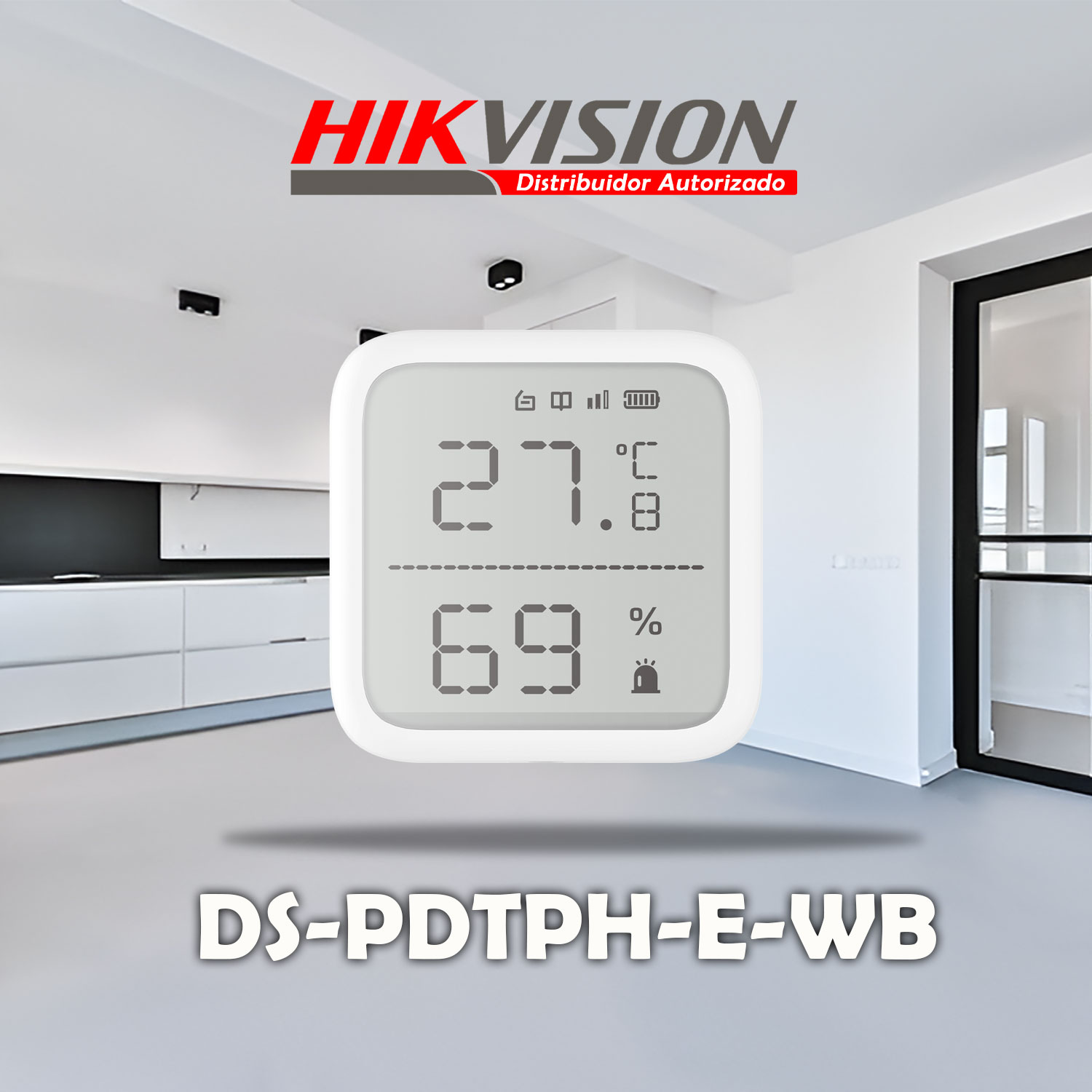 SENSOR DE TEMPERATURA HUMEDAD HIKVISION DS-PDTPH-E-WB INALÁMBRICO - 2