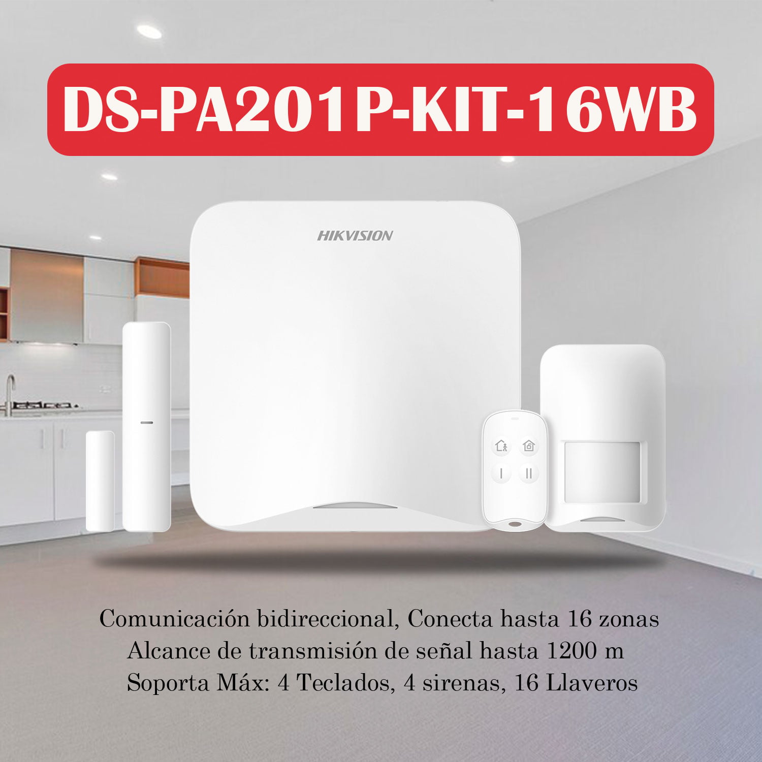 KIT ANTIRROBO HIKVISION AX HOME DS-PA201P-KIT-16WB PANEL DETECTOR PIR MAGNÉTICO CONTROL 16 ZONAS - 3