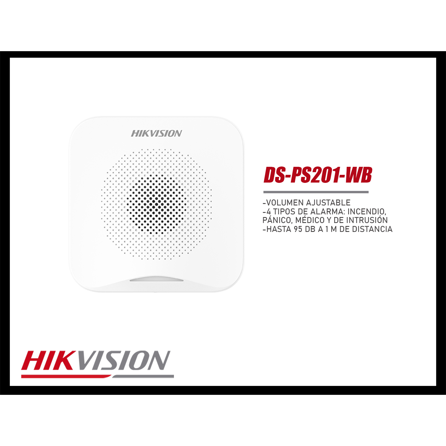 SIRENA HIKVISION DS-PS201-WB ALARMA DE INCENDIO, PÁNICO, MÉDICO E INTRUSIÓN INTERIOR - 3