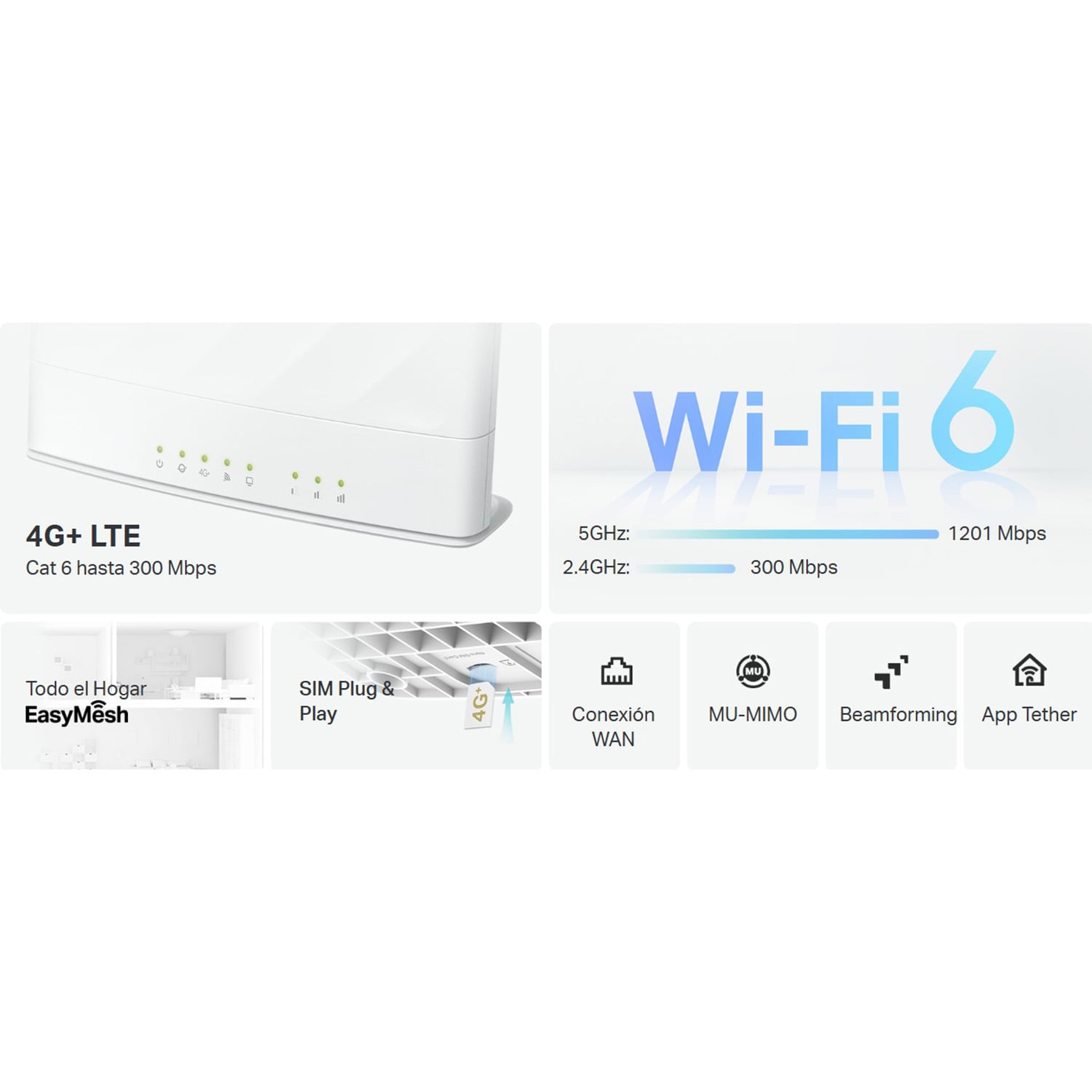 ROUTER TP-LINK ARCHER MX700 4G+ LTE CAT 6 DOBLE BANDA AX1500 WIFI 6 - 2