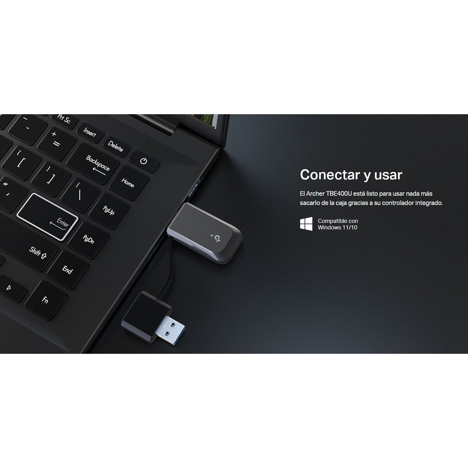 ADAPTADOR WIFI USB TP-LINK ARCHER TBE400U WIFI 7 BE6500 DOBLE CONECTOR - 4