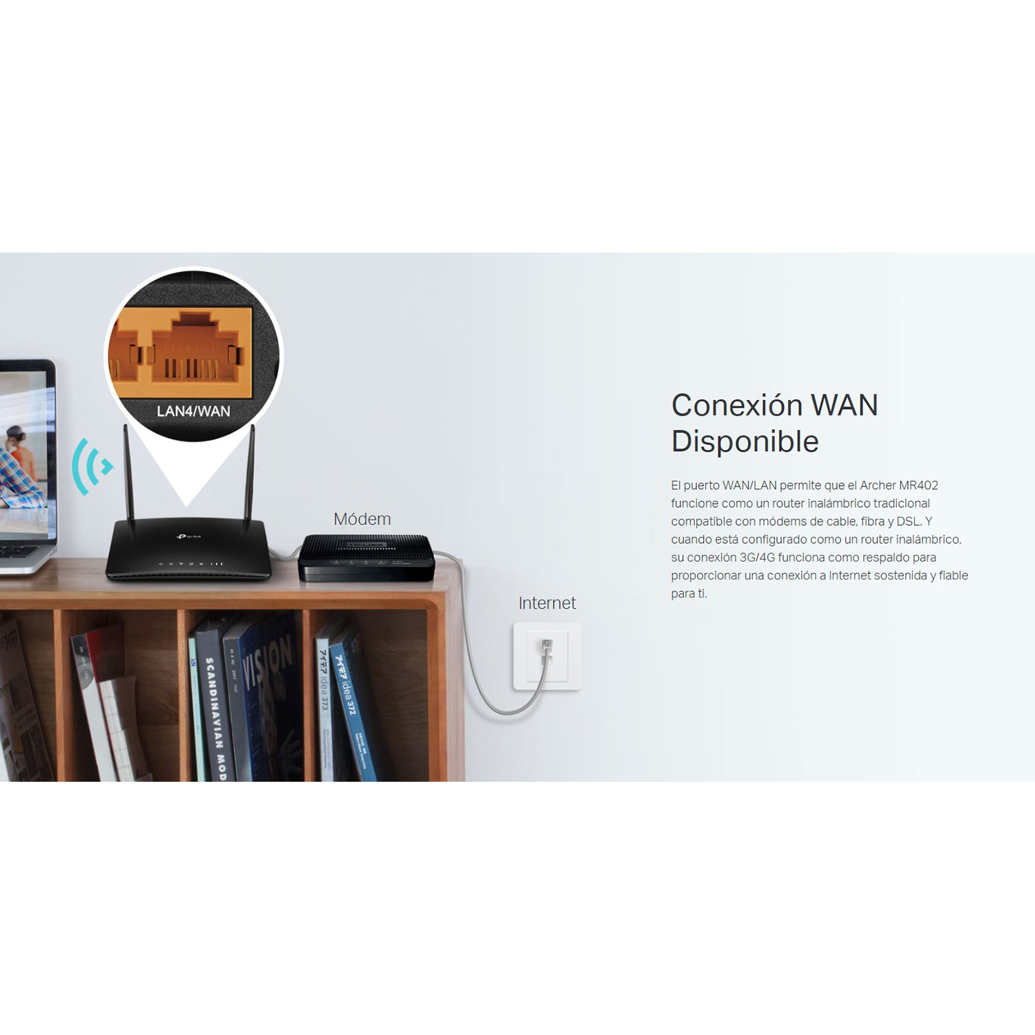 ROUTER TP-LINK ARCHER MR402 4G LTE CAT 4 DOBLE BANDA AC1200 100MBPS WIFI 5 - 4