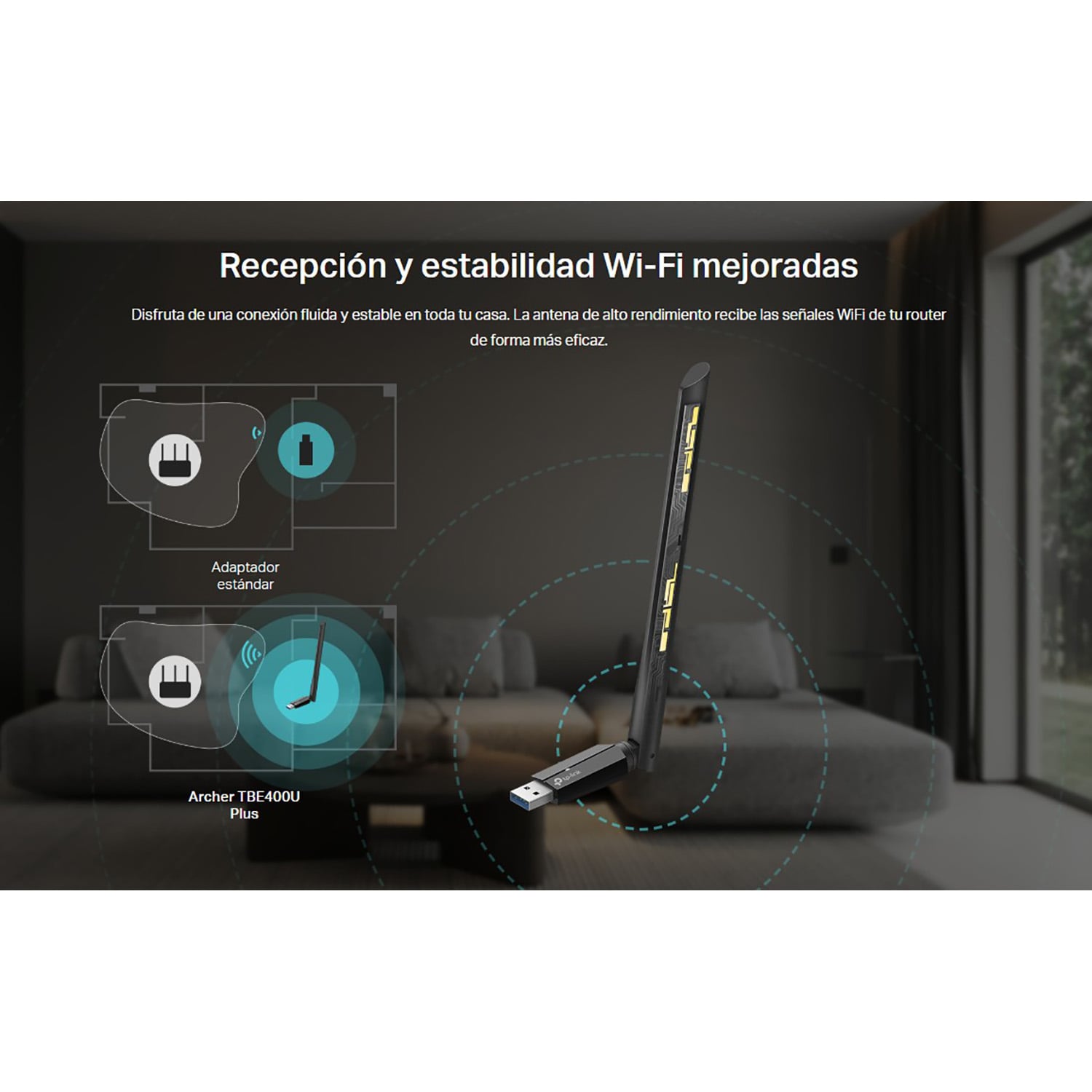 ADAPTADOR WIFI USB TP-LINK ARCHER TBE400U PLUS WIFI 7 TRIBANDA BE6500 - 4