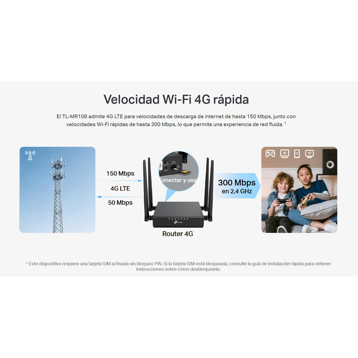ROUTER TP-LINK ARCHER MR108 4G LTE CAT 4 BANDA N300 WIFI 4 - 3