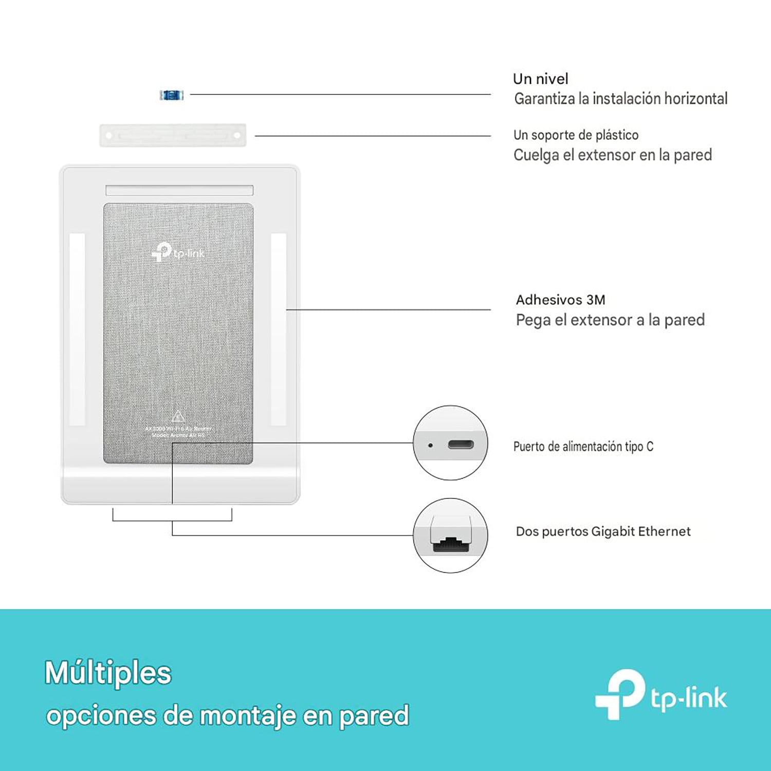 ROUTER TP-LINK ARCHER AIR R5 DOBLE BANDA WIFI 6 AX3000 ANTENAS INTELIGENTES - 3