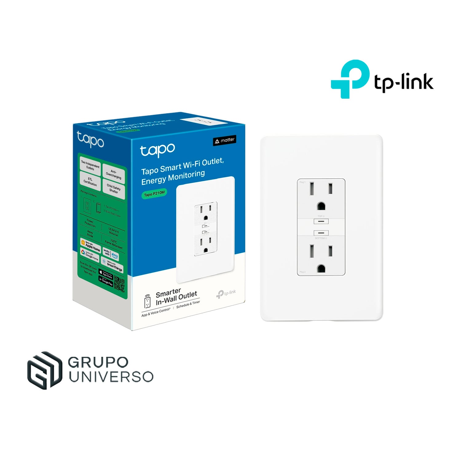 ENCHUFE INTELIGENTE TAPO P210M ANTISOBRECARGA HORARIOS EMPOTRABLE - 1
