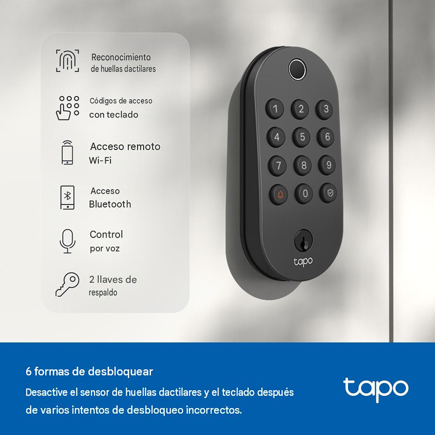 CERRADURA INTELIGENTE TAPO DL105 APERTURA HUELLA BLOQUEO AUTOMÁTICO - 2