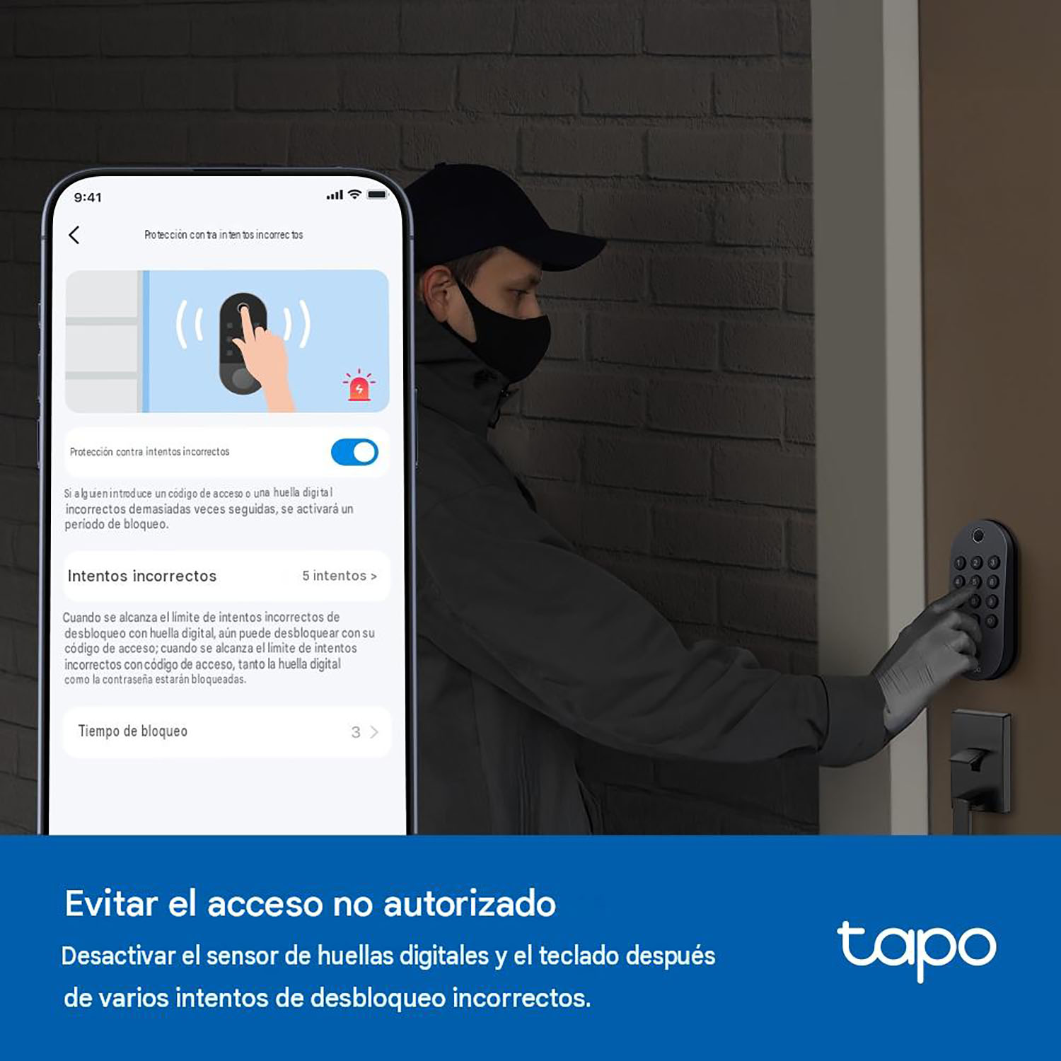 CERRADURA INTELIGENTE TAPO DL105 APERTURA HUELLA BLOQUEO AUTOMÁTICO - 4