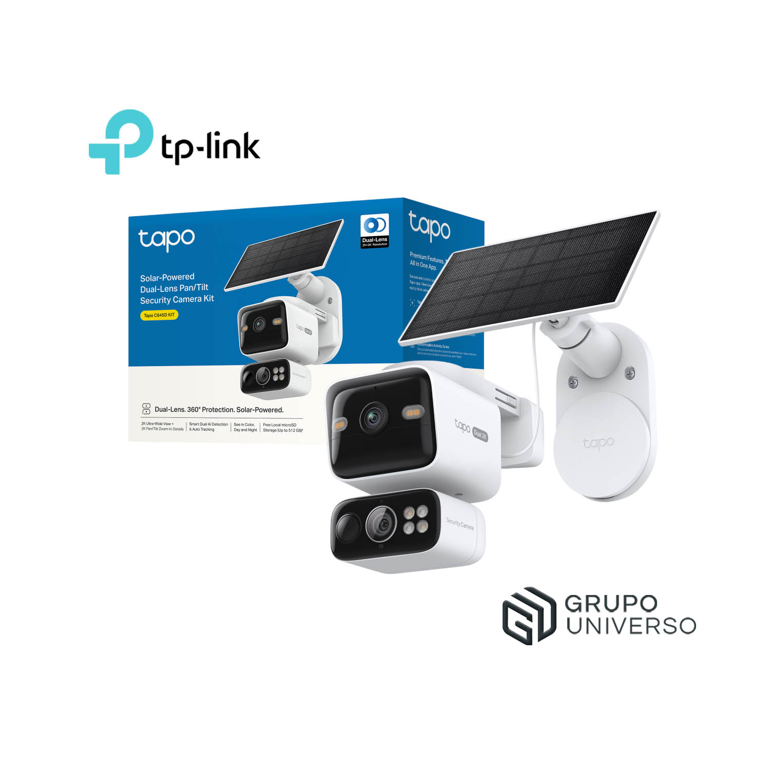 CÁMARA SEGURIDAD TAPO C645D KIT 2K 3MP CAPACIDAD 512GB WIFI DOBLE LENTE BATERÍA PANEL SOLAR - 1