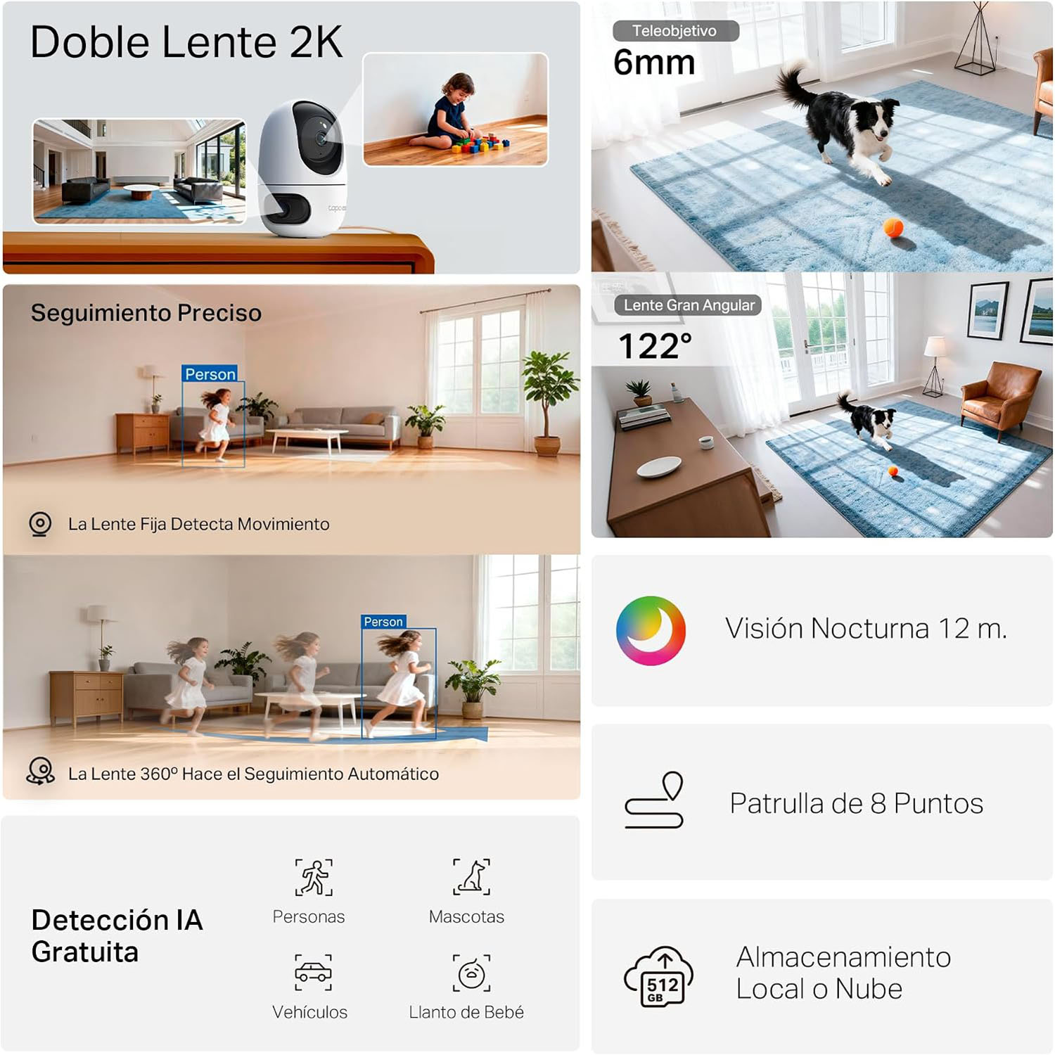 CÁMARA SEGURIDAD TAPO C245D 2K 3MP + SD 64GB WIFI DOBLE LENTE SEGUIMIENTO AUTOMÁTICO SIRENA - 3