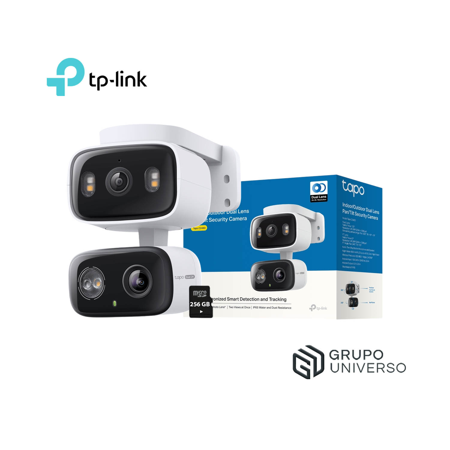CÁMARA SEGURIDAD TAPO C246D 2K 3MP + SD 256GB WIFI DOBLE LENTE AUDIO BIDIRECCIONAL ALARMA EXTERIOR - 1