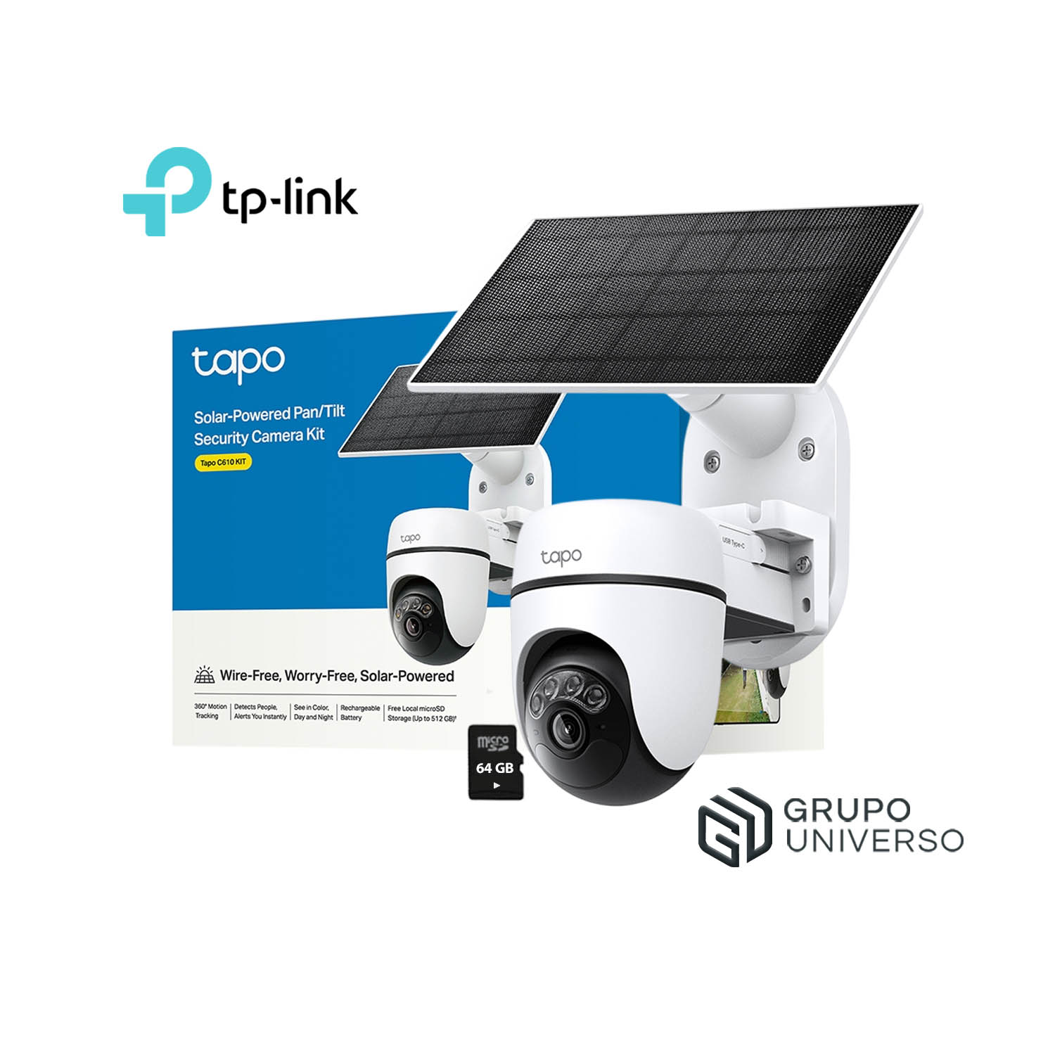 CÁMARA SEGURIDAD TAPO C610 KIT 2K 3MP + SD 64GB WIFI DETECCIÓN IA PERSONAS BATERÍA PANEL SOLAR - 1