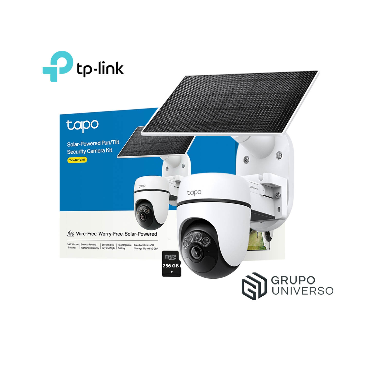 CÁMARA SEGURIDAD TAPO C610 KIT 2K 3MP + SD 256GB WIFI DETECCIÓN IA PERSONAS BATERÍA PANEL SOLAR - 1
