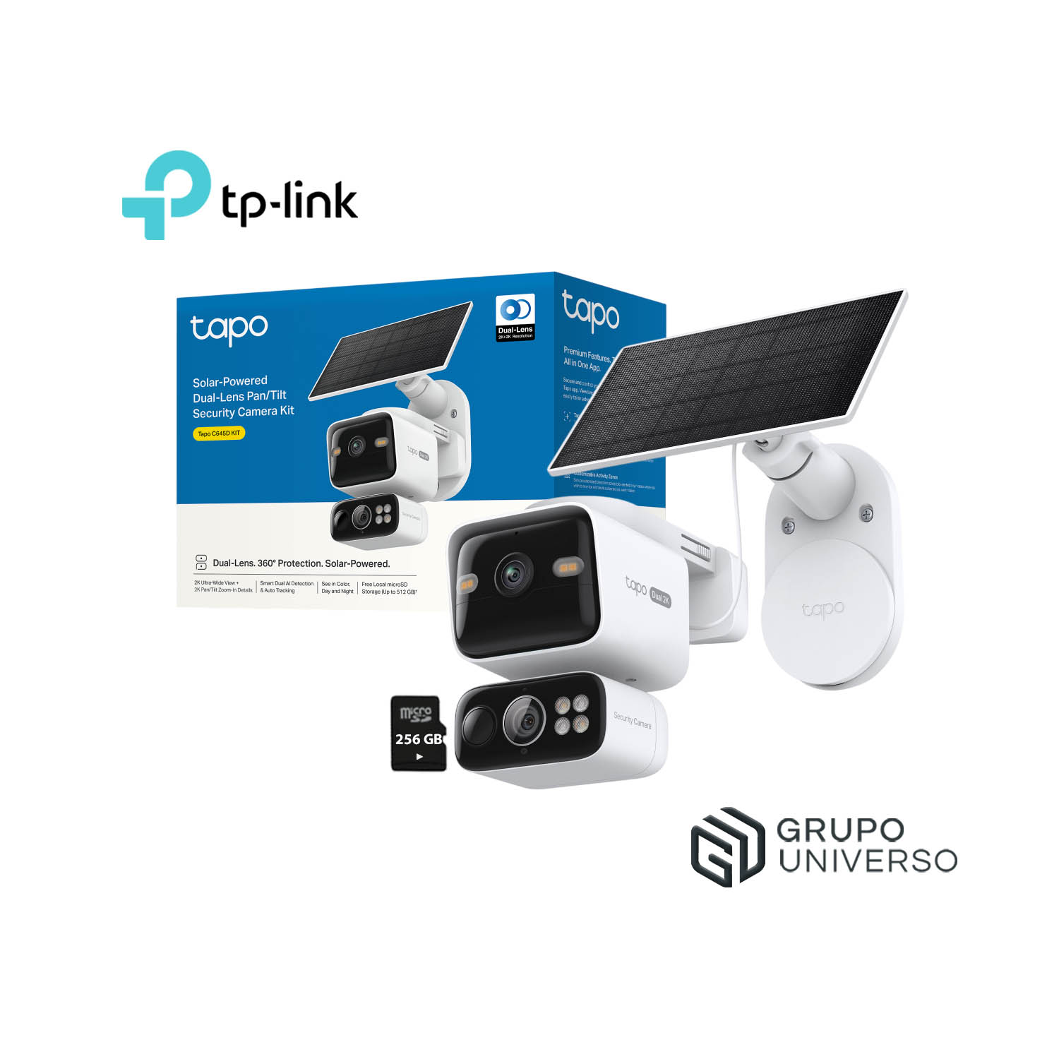 CÁMARA SEGURIDAD TAPO C645D KIT 2K 3MP + SD 256GB WIFI DOBLE LENTE DETECCIÓN IA BATERÍA PANEL SOLAR - 1
