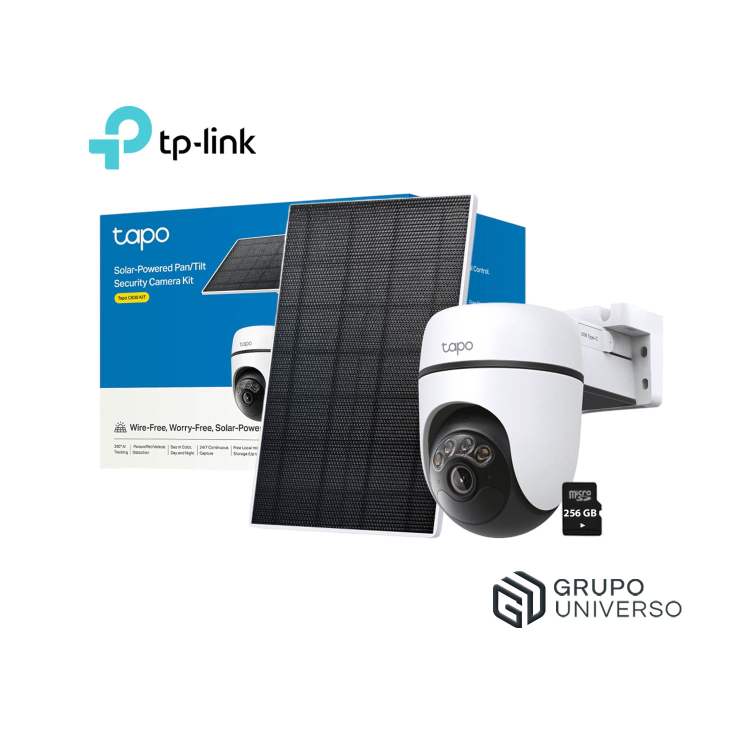 CÁMARA SEGURIDAD TAPO C630 KIT 3K 5MP + SD 256GB WIFI DETECTA MASCOTAS BATERÍA PANEL SOLAR - 1