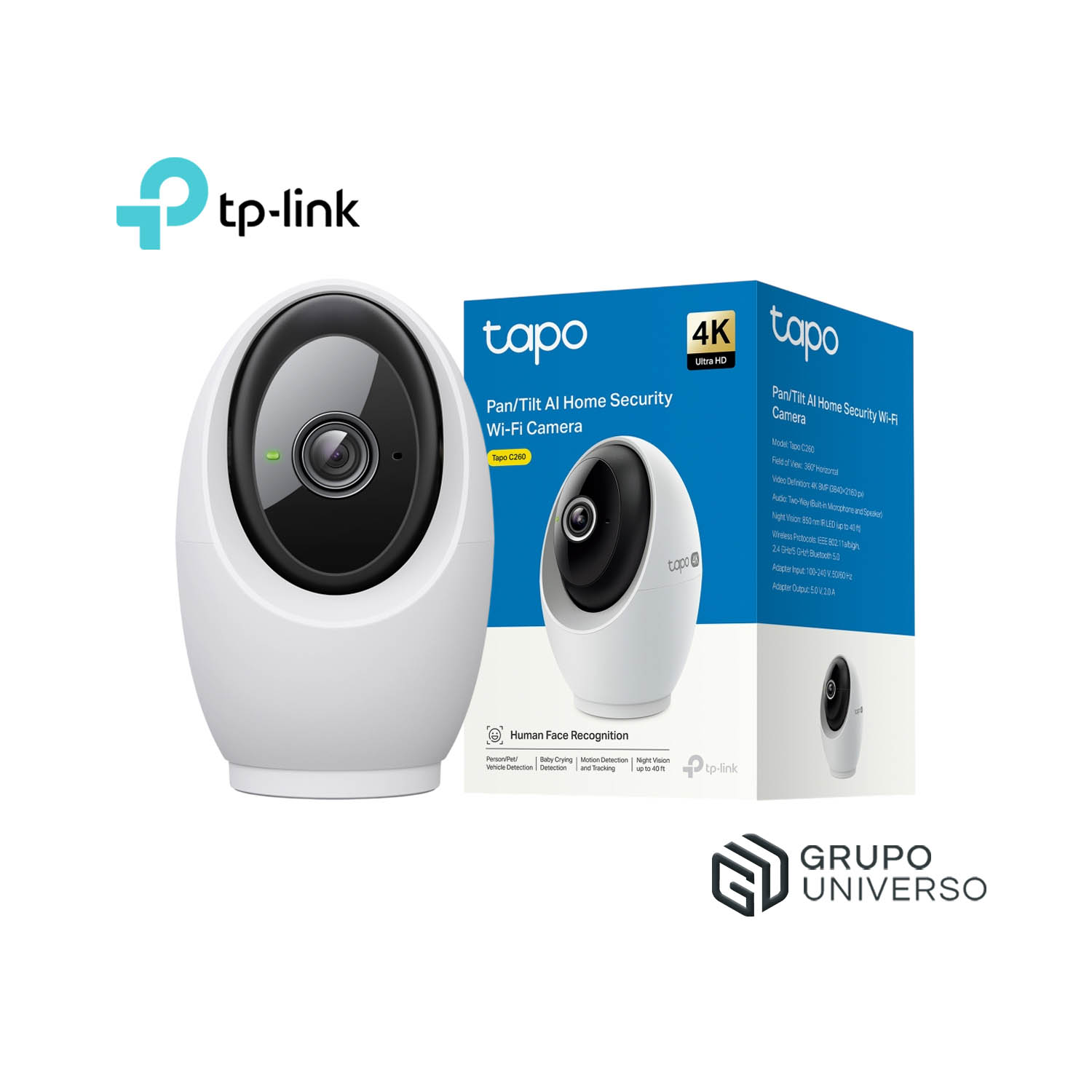 CÁMARA SEGURIDAD TAPO C260 4K 8MP CAPACIDAD 512GB VISIÓN 360 RECONOCIMIENTO FACIAL DEFENSA ACTIVA - 1