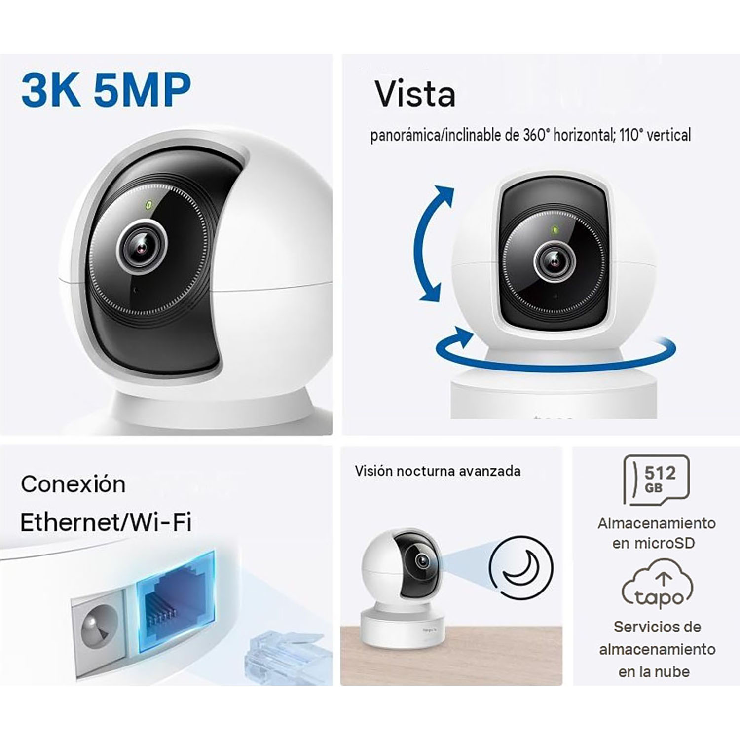 CÁMARA SEGURIDAD TAPO C232 3K 5MP + SD 256GB DETECCIÓN IA AUDIO DOBLE VÍA VISIÓN 360 - 3