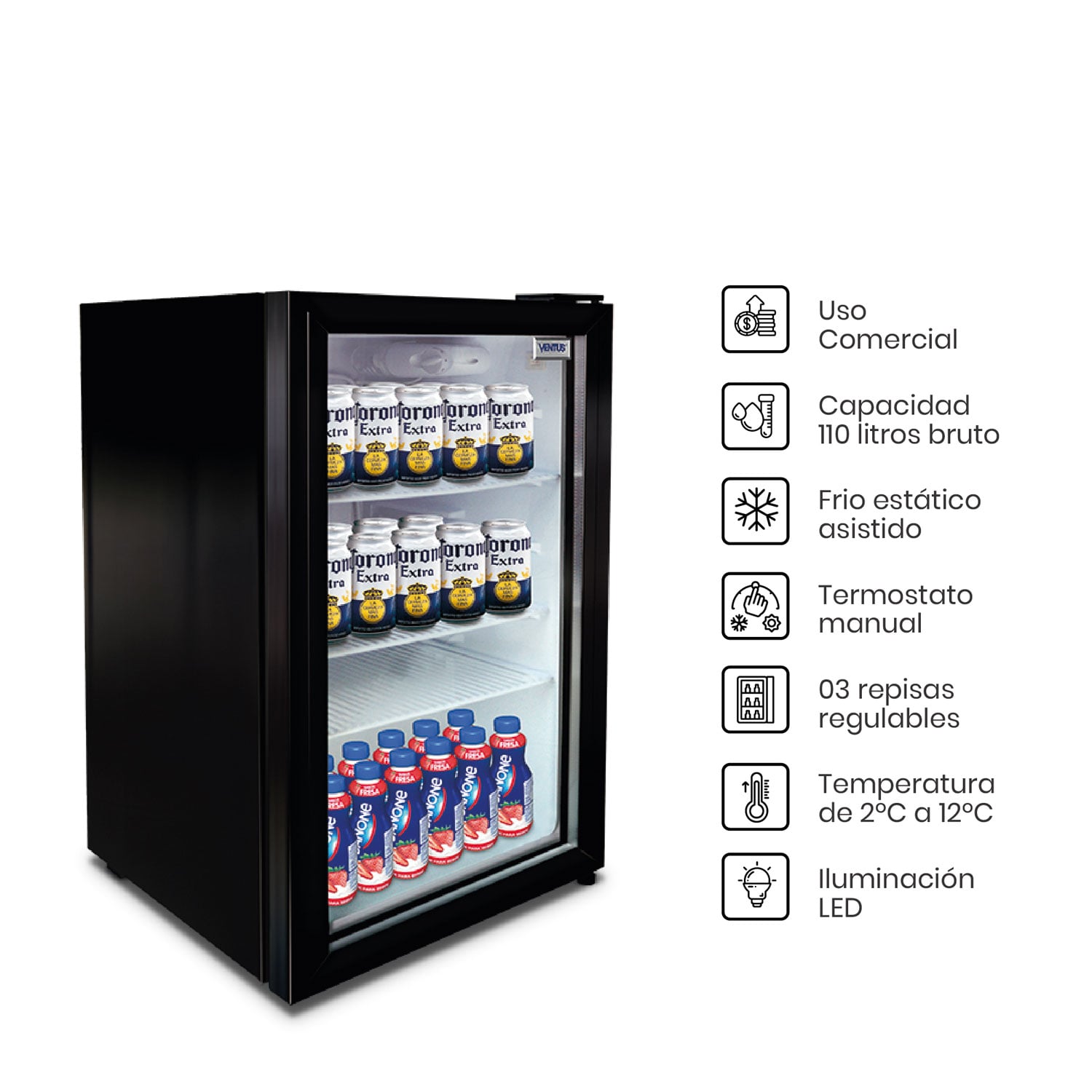 VENTUS VISICOOLER LG-100 NEGRO 110 LTS - 1