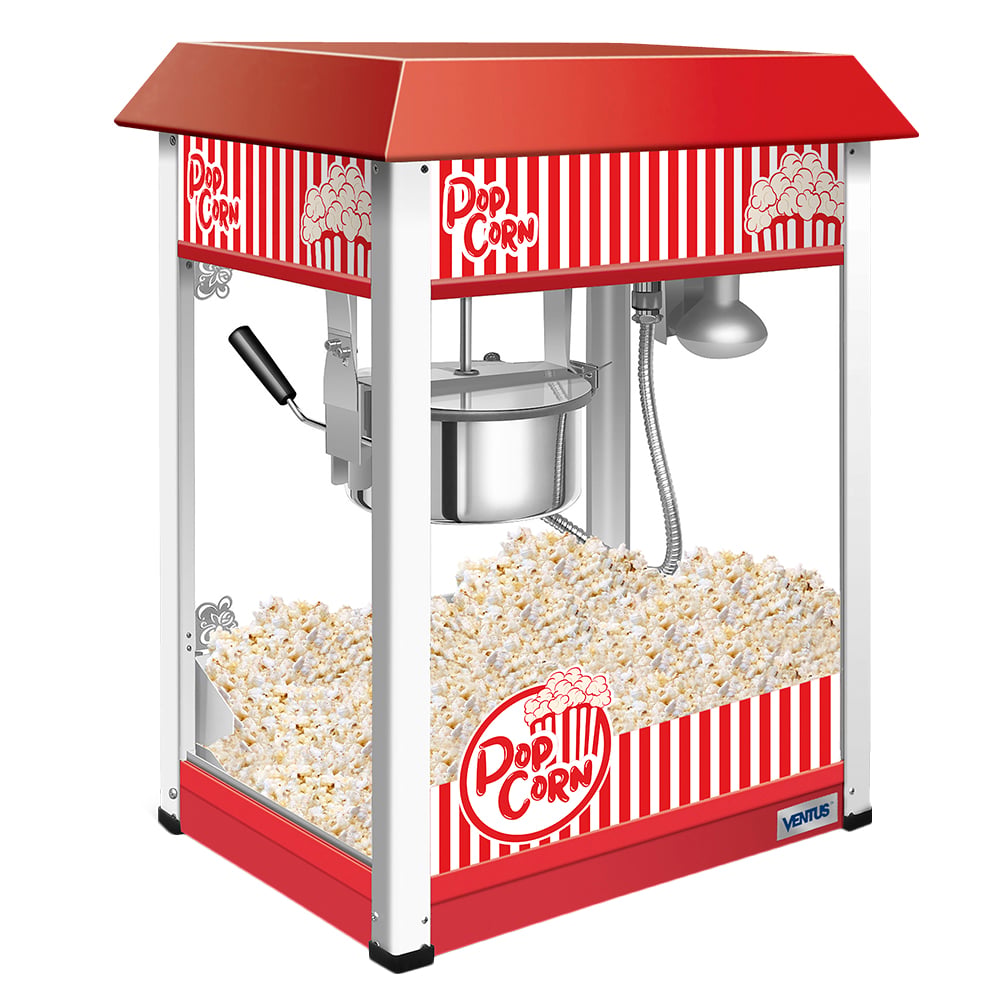 MÁQUINA POPCORN VENTUS VMPC-8 MAQUINA POPCORN 8 OZ ACERO INOXIDABLE Y ROJO - 1