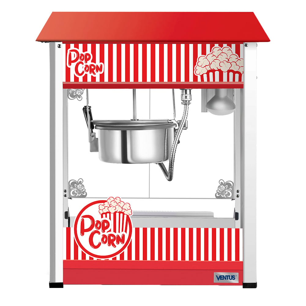 MÁQUINA POPCORN VENTUS VMPC-8 MAQUINA POPCORN 8 OZ ACERO INOXIDABLE Y ROJO - 2