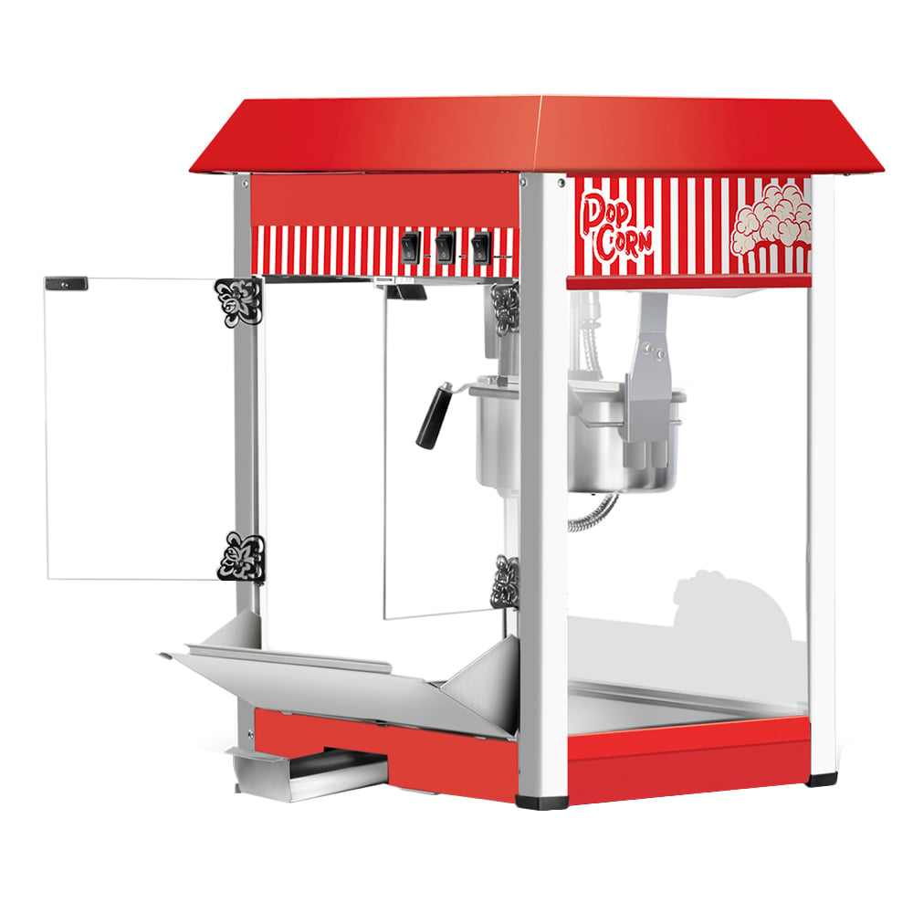 MÁQUINA POPCORN VENTUS VMPC-8 MAQUINA POPCORN 8 OZ ACERO INOXIDABLE Y ROJO - 3