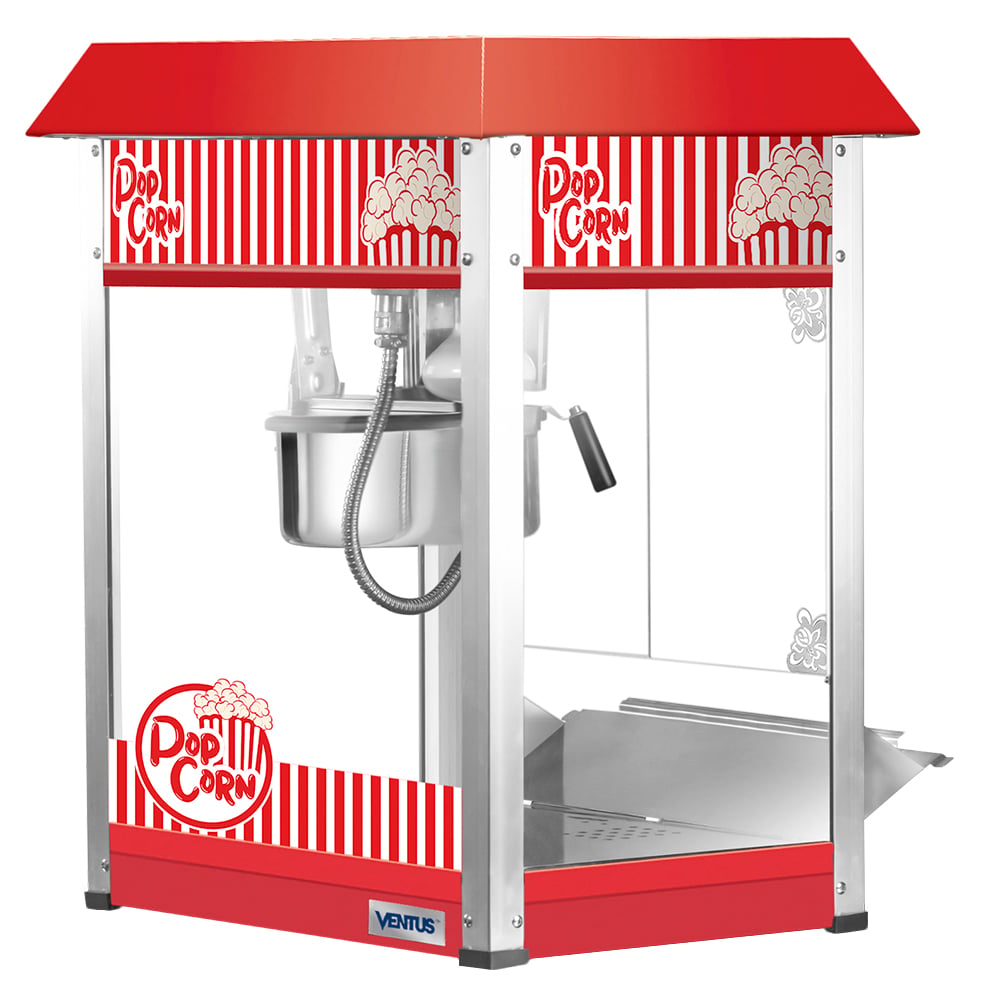 MÁQUINA POPCORN VENTUS VMPC-8 MAQUINA POPCORN 8 OZ ACERO INOXIDABLE Y ROJO - 4